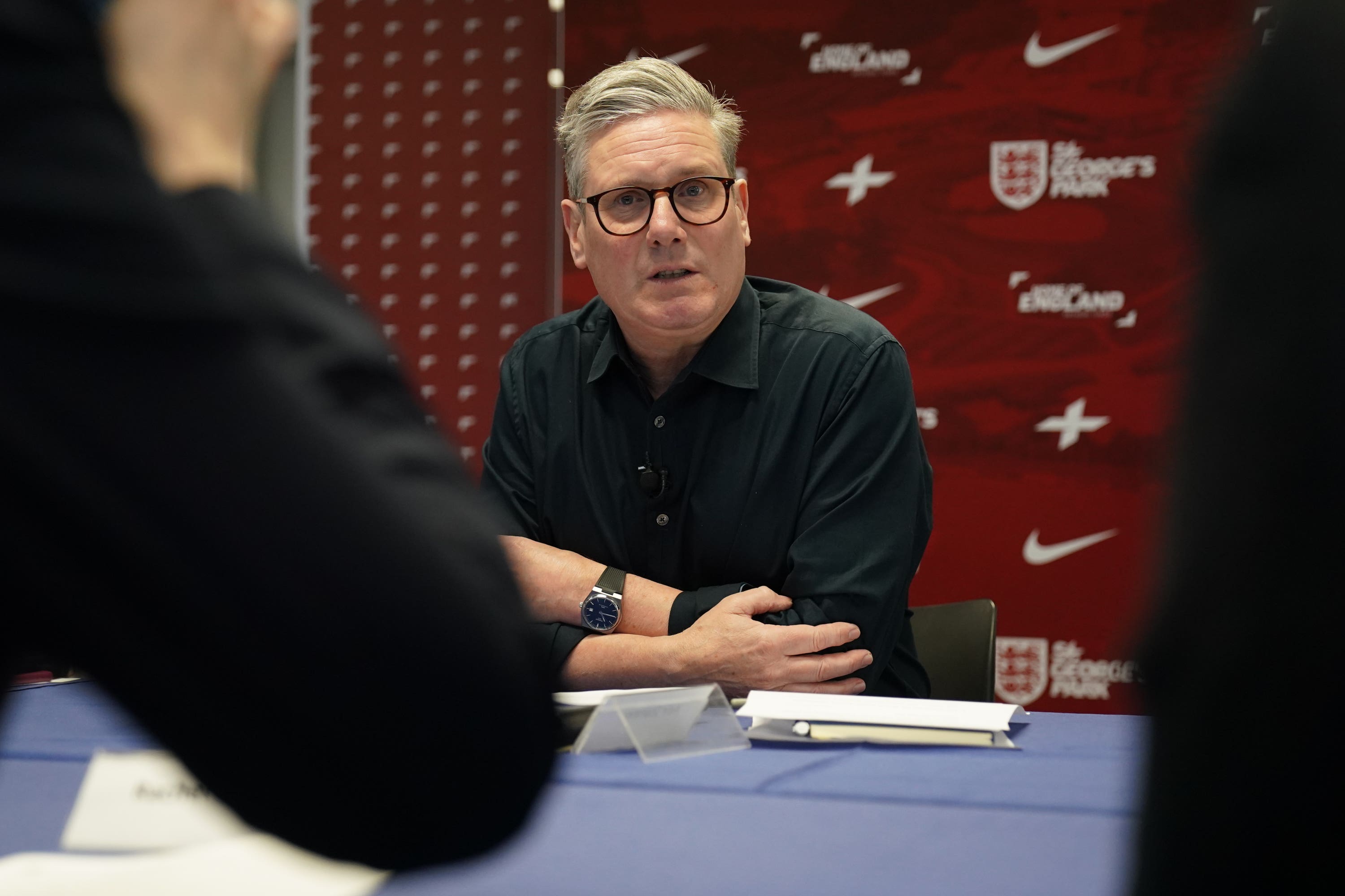 Labour Party leader Sir Keir Starmer holds a meeting with members of his shadow cabinet during a visit to St George’s Park on Monday (Jacob King/PA)