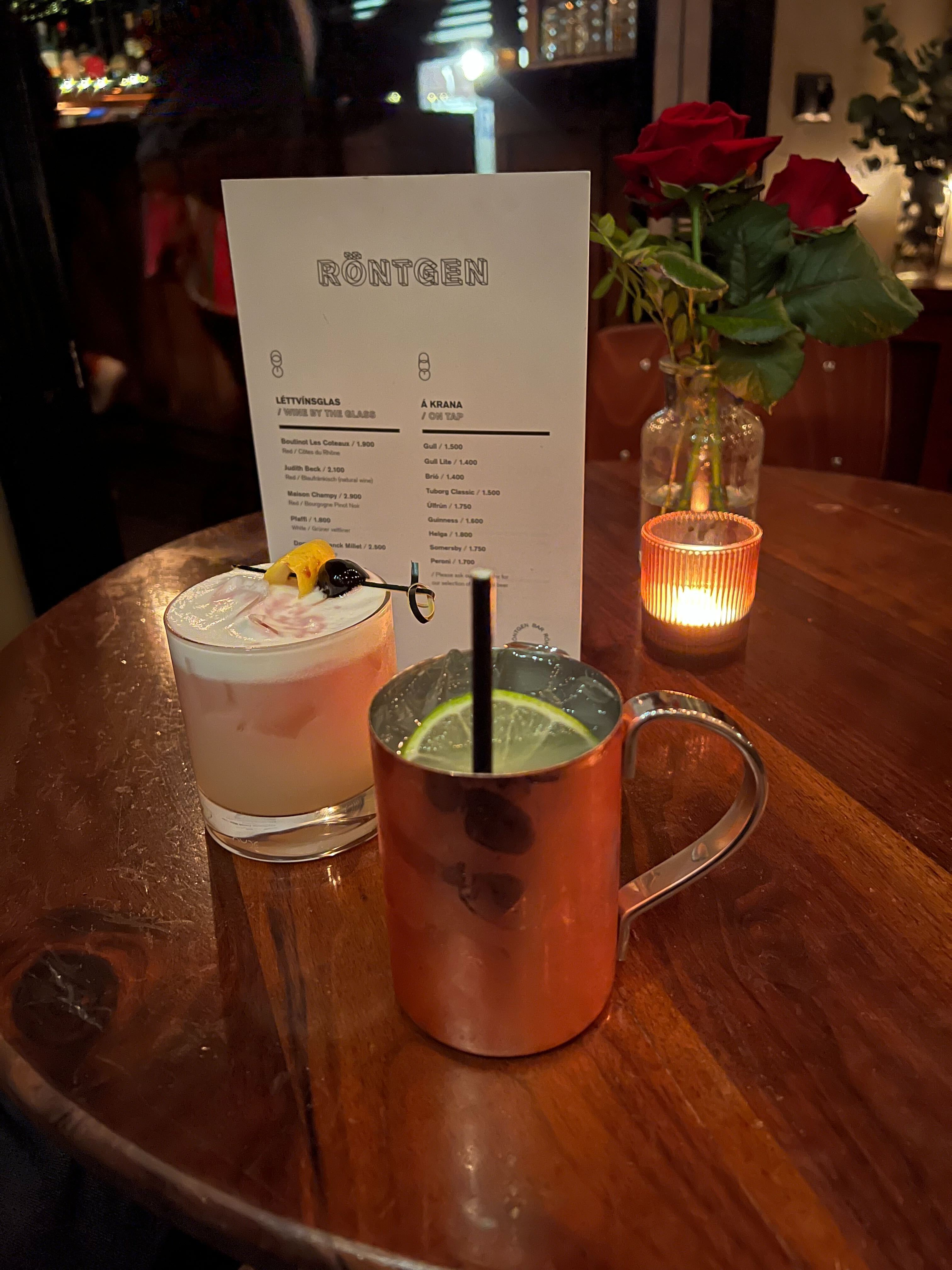 A Reykjavik Mule and Pisco Sour at Rontgen Bar