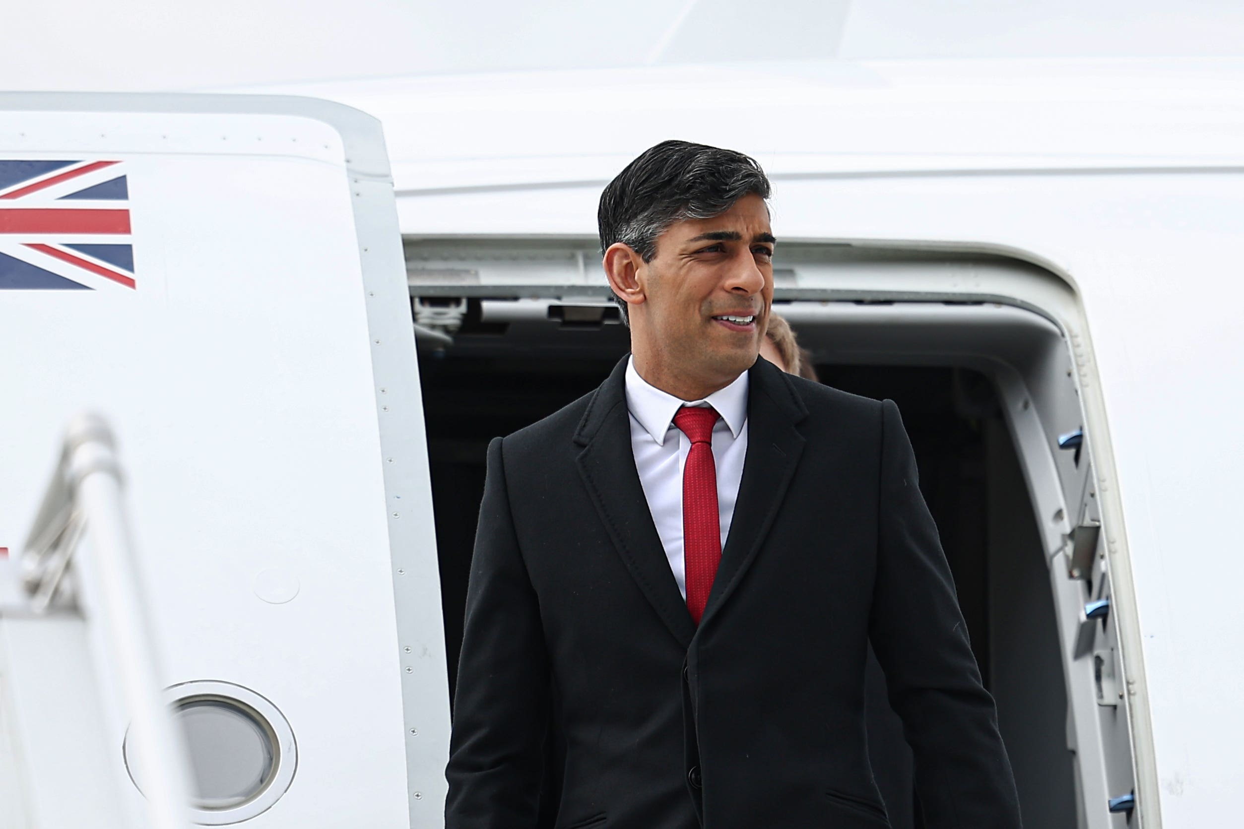 Prime Minister Rishi Sunak arrives at Warsaw Chopin airport during a visit to Poland (PA)