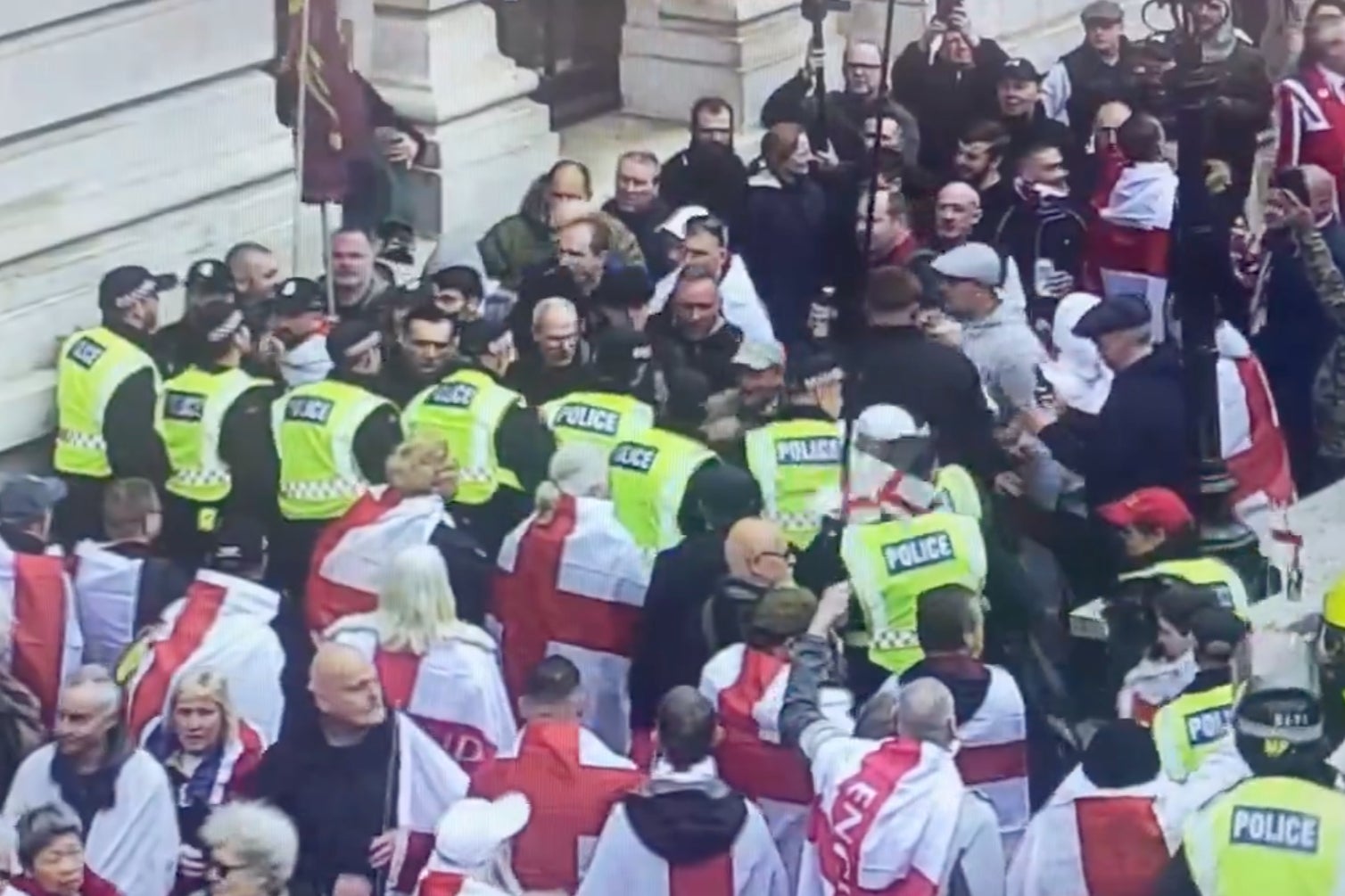 Police try to hold the lines in Whitehall