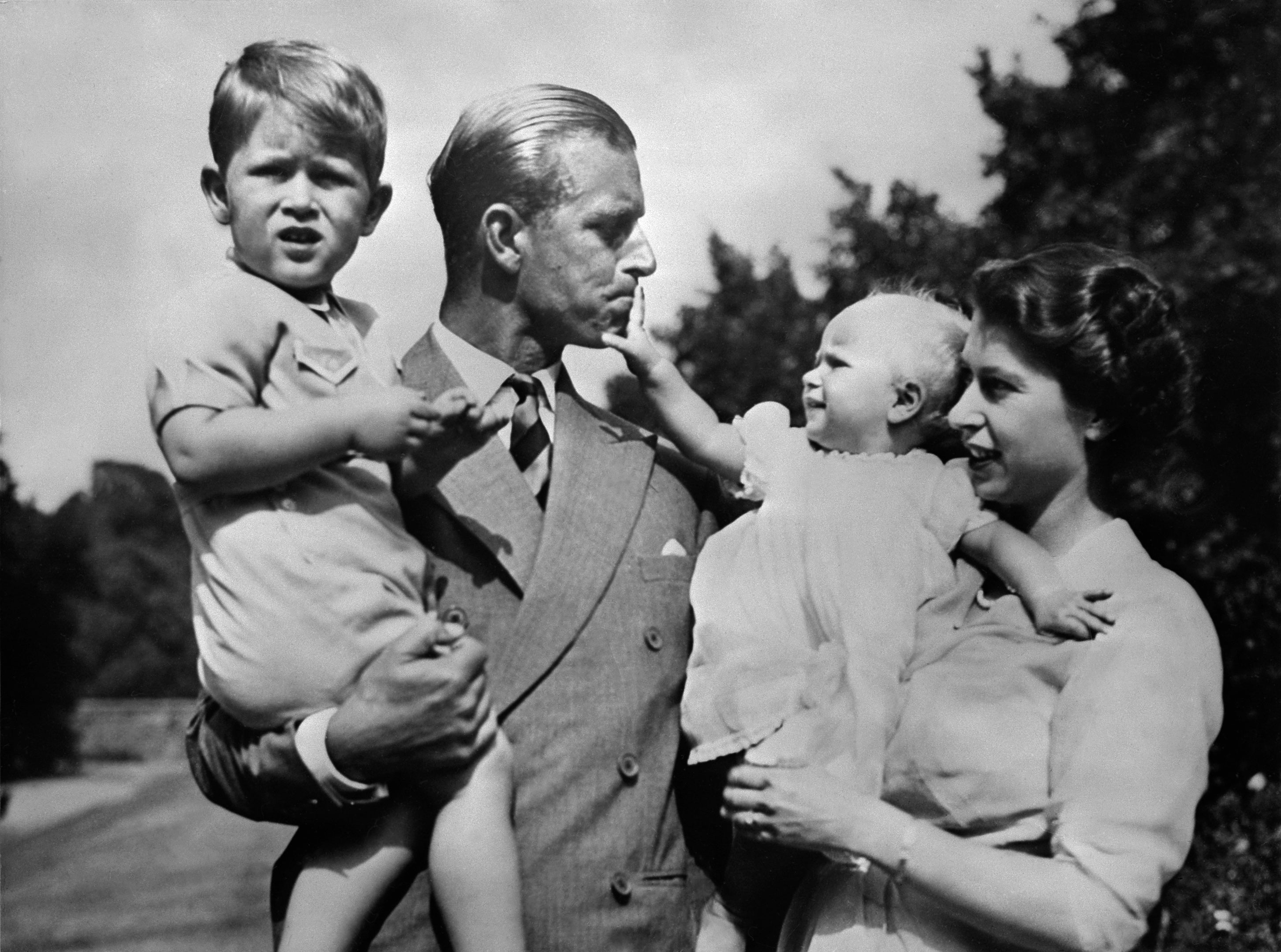 A young Princess Anne and her brother King Charles with their parents, Prince Philip and Queen Elizabeth II, in 1951