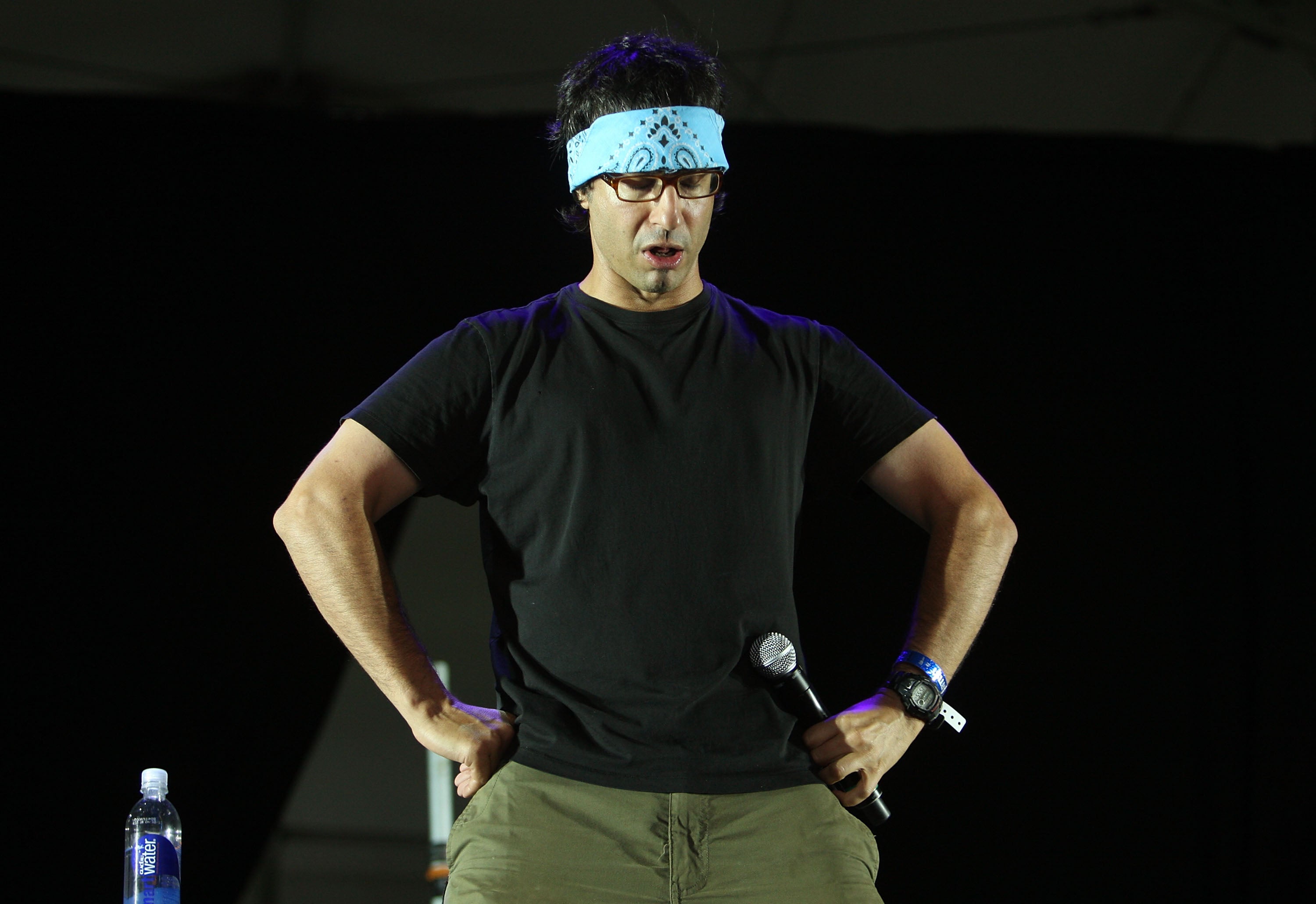 Comedian Arj Barker performs on stage during the 2009 All Points West Music & Arts Festival in 2009