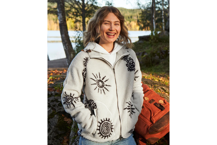 Gandys oatmeal lomond full zip jacquard fleece