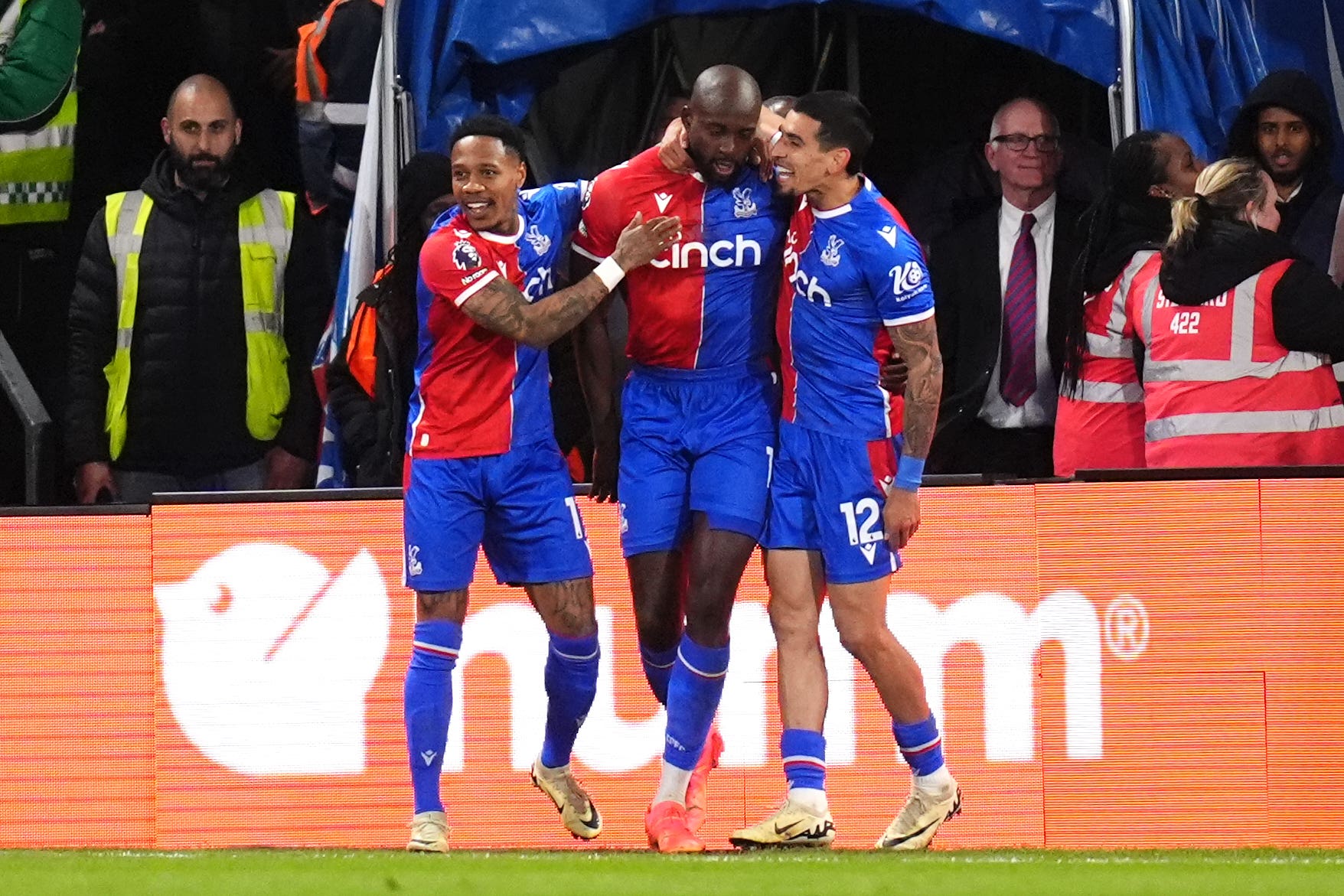 Jean-Philippe Mateta fired Crystal Palace to an impressive victory (John Walton/PA)