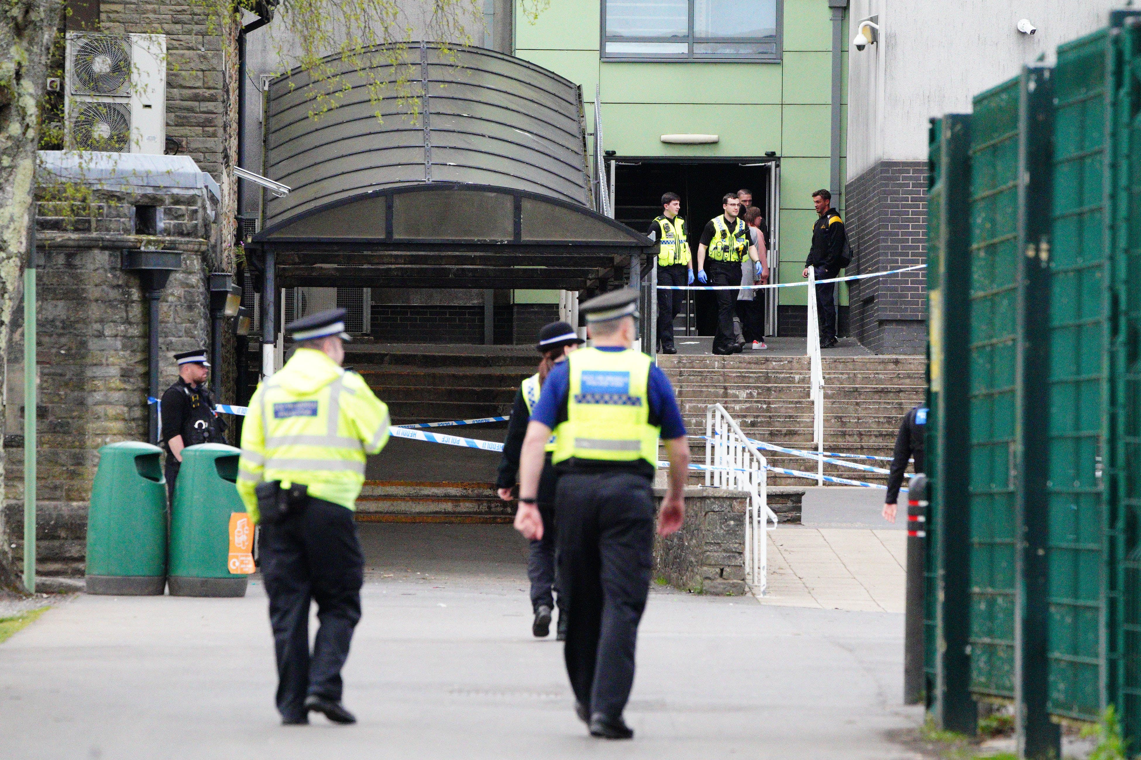 Police at Amman Valley school (Ben Birchall/PA)