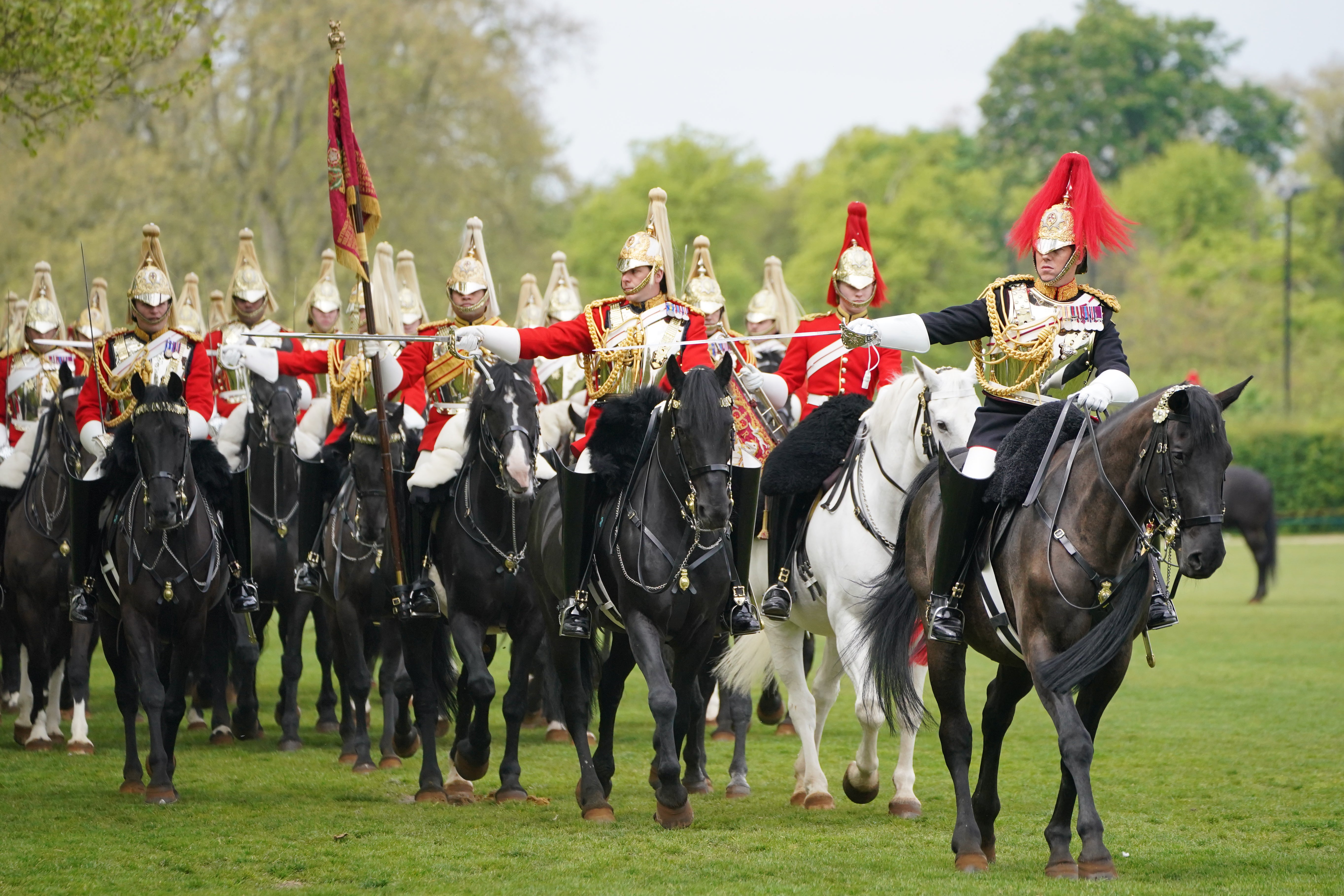 The Household Cavalry taking part in the annual inspection