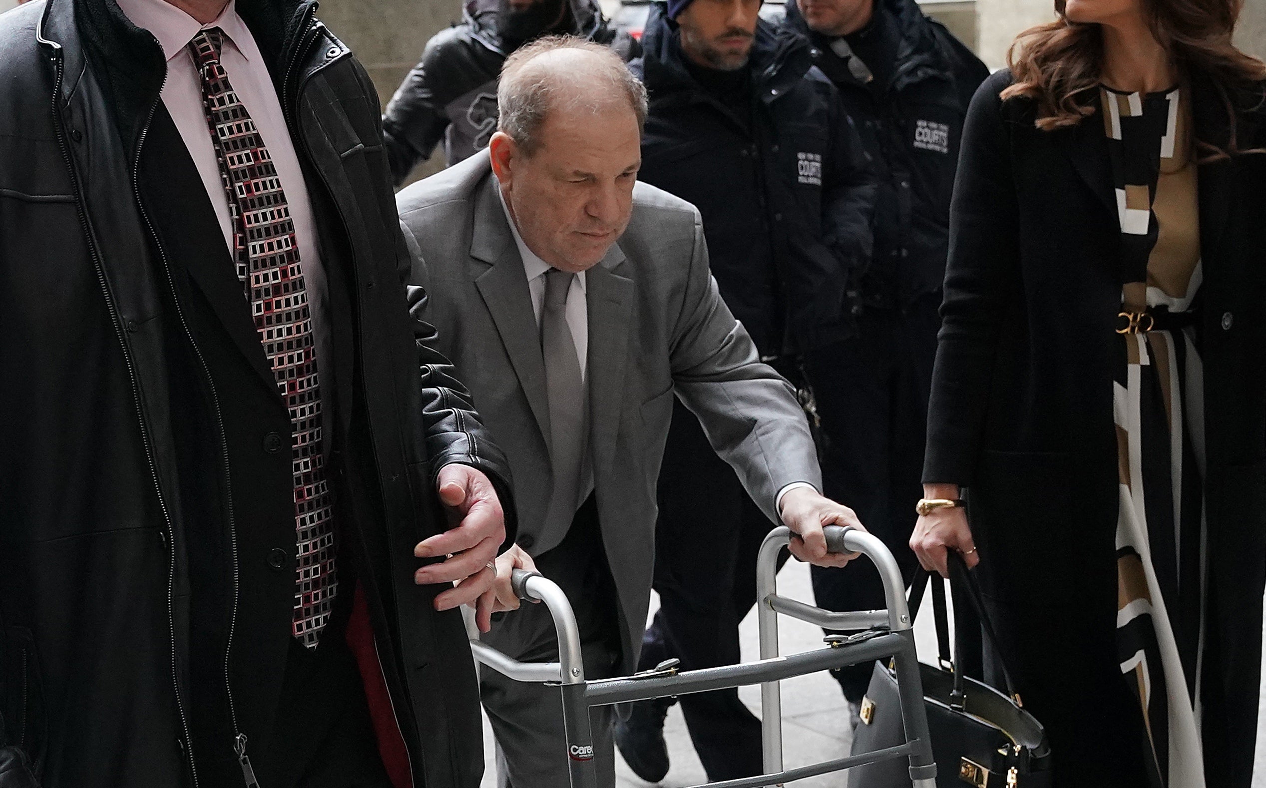 Harvey Weinstein, pictured walking into the Manhattan criminal court in 2020 ahead of his conviction, still faces a 16-year sentence in California