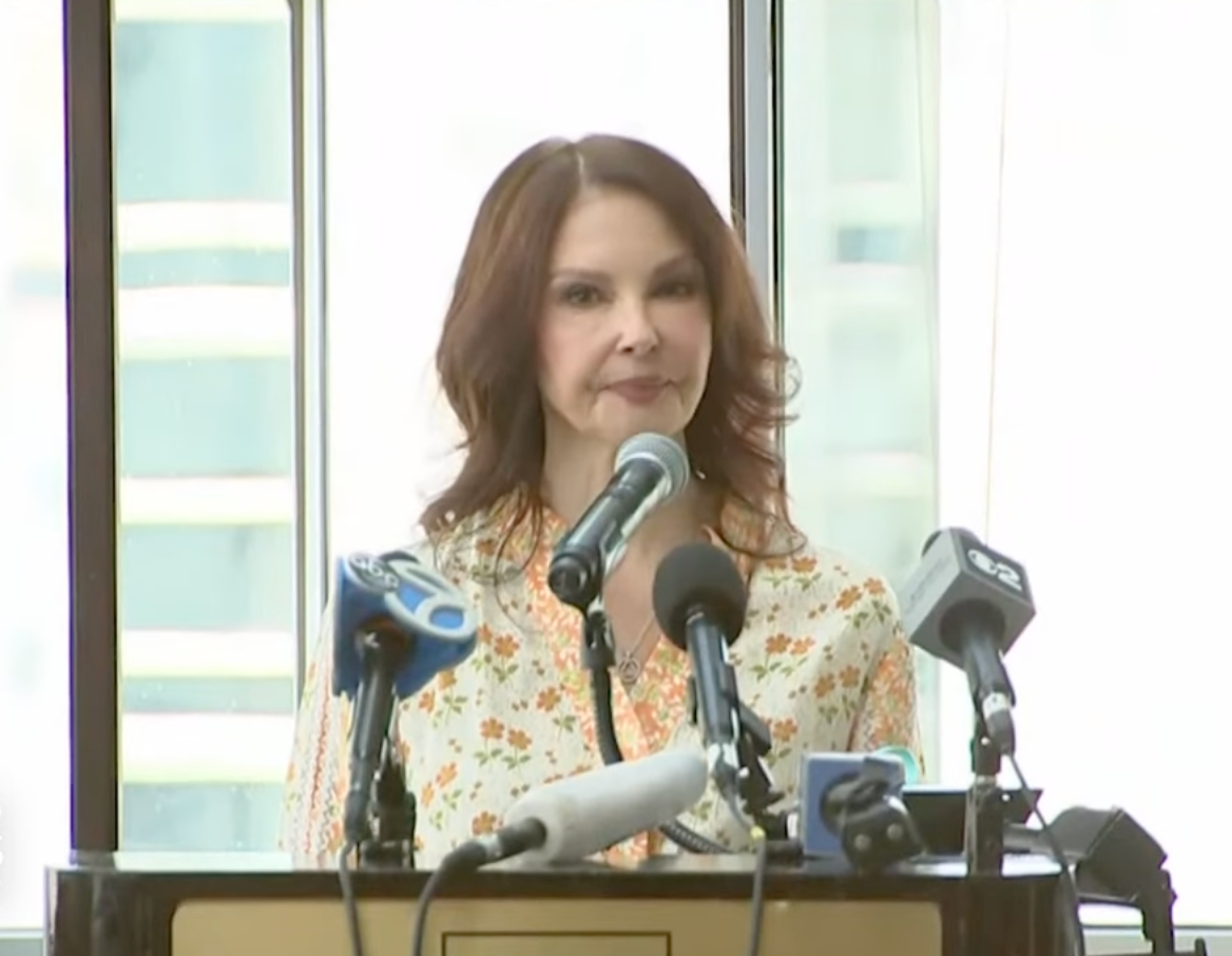 Hollywood star Ashley Judd, pictured at a press conference hours after Weinstein’s conviction was overturned. She accused the former Hollywood producer of sexual harrassment