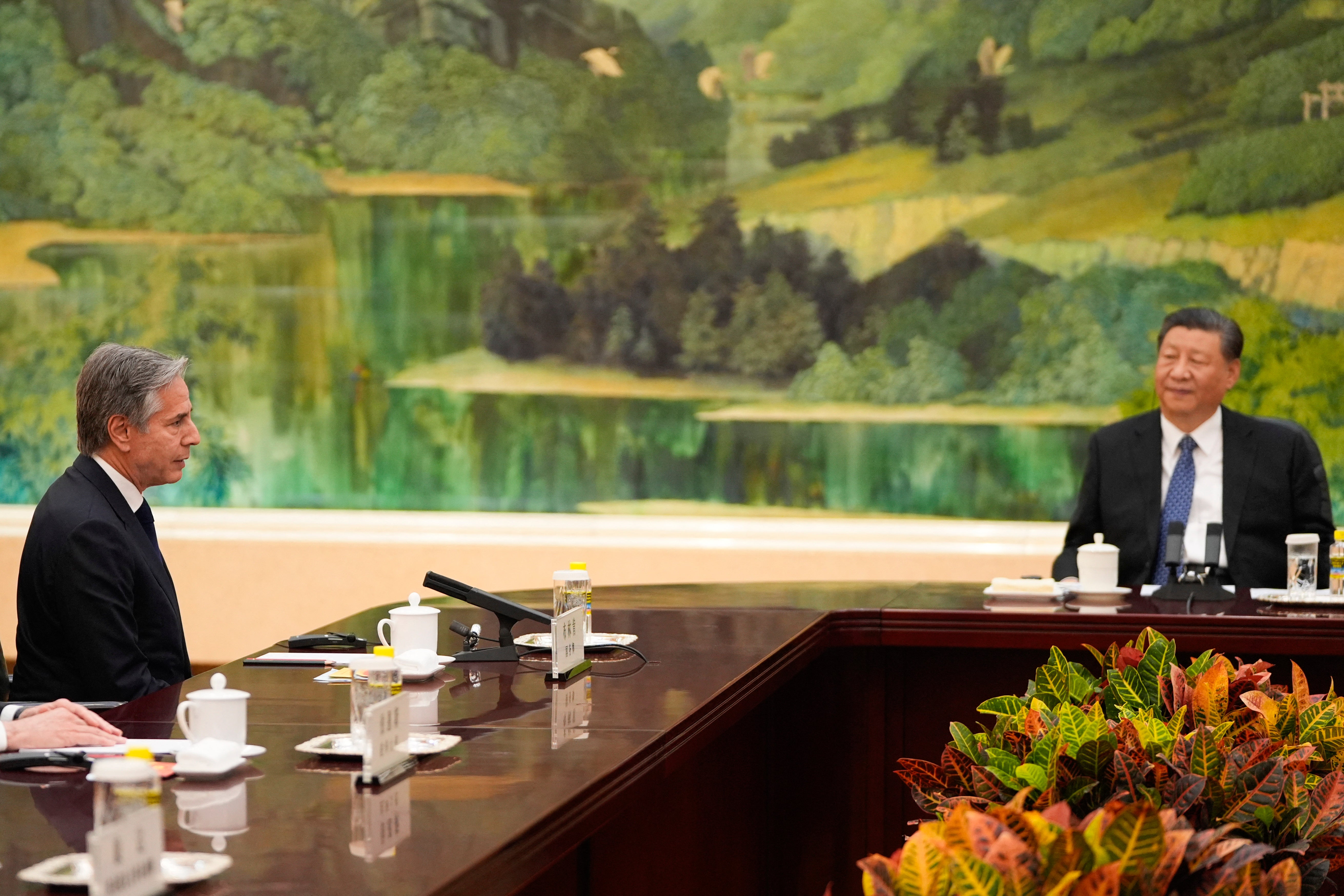 China’s president Xi Jinping speaks with US secretary of state Antony Blinken during their meeting in the Great Hall of the People in Beijing