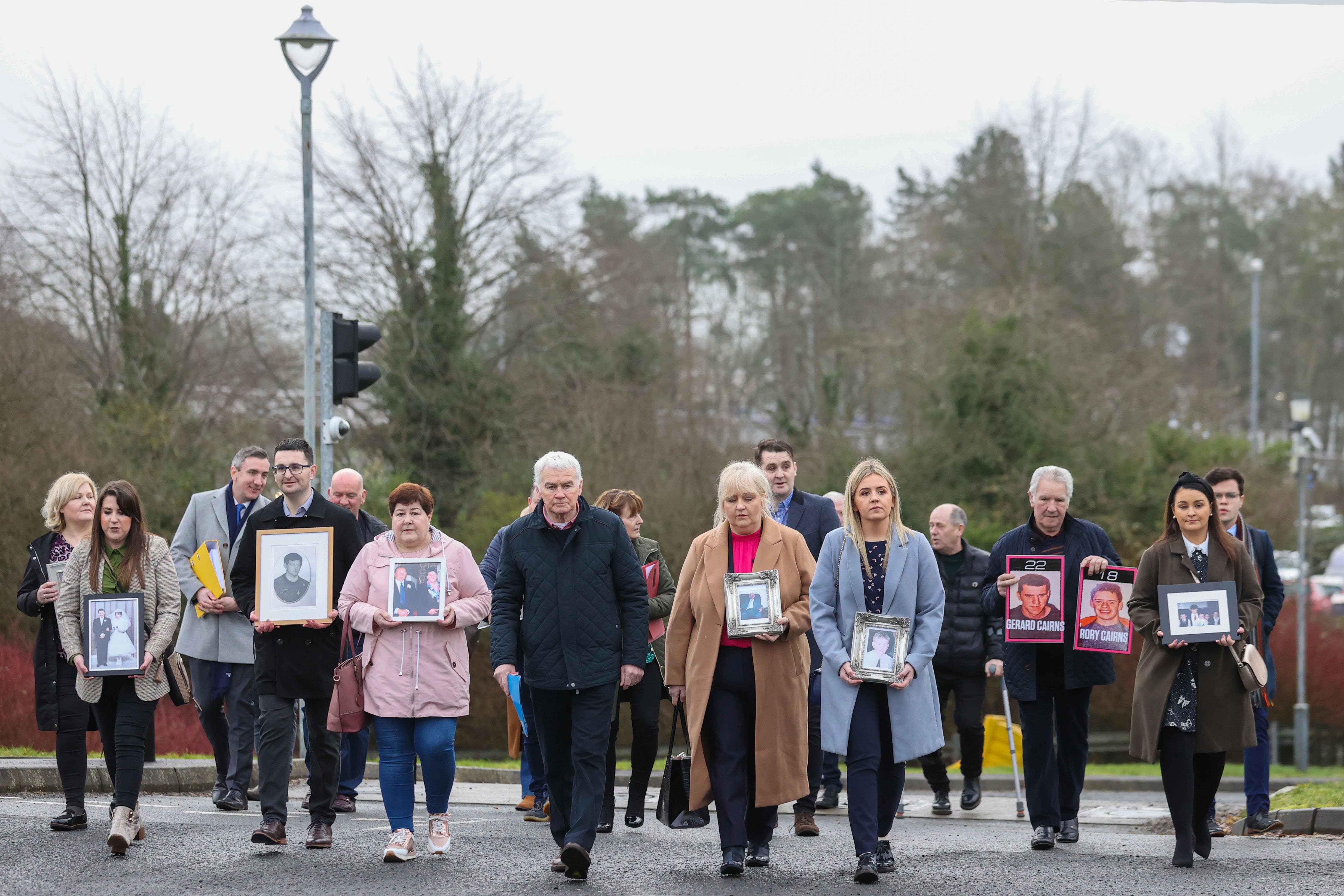 Members of the McKearney and Fox families at an earlier court hearing (Liam McBurney/PA)