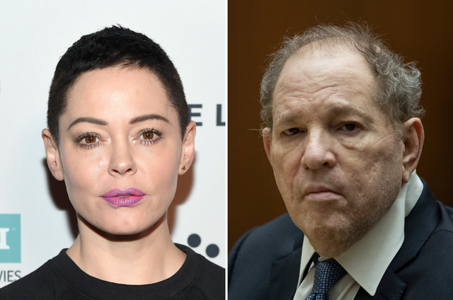 <p>Rose McGowan and Harvey Weinstein</p>
