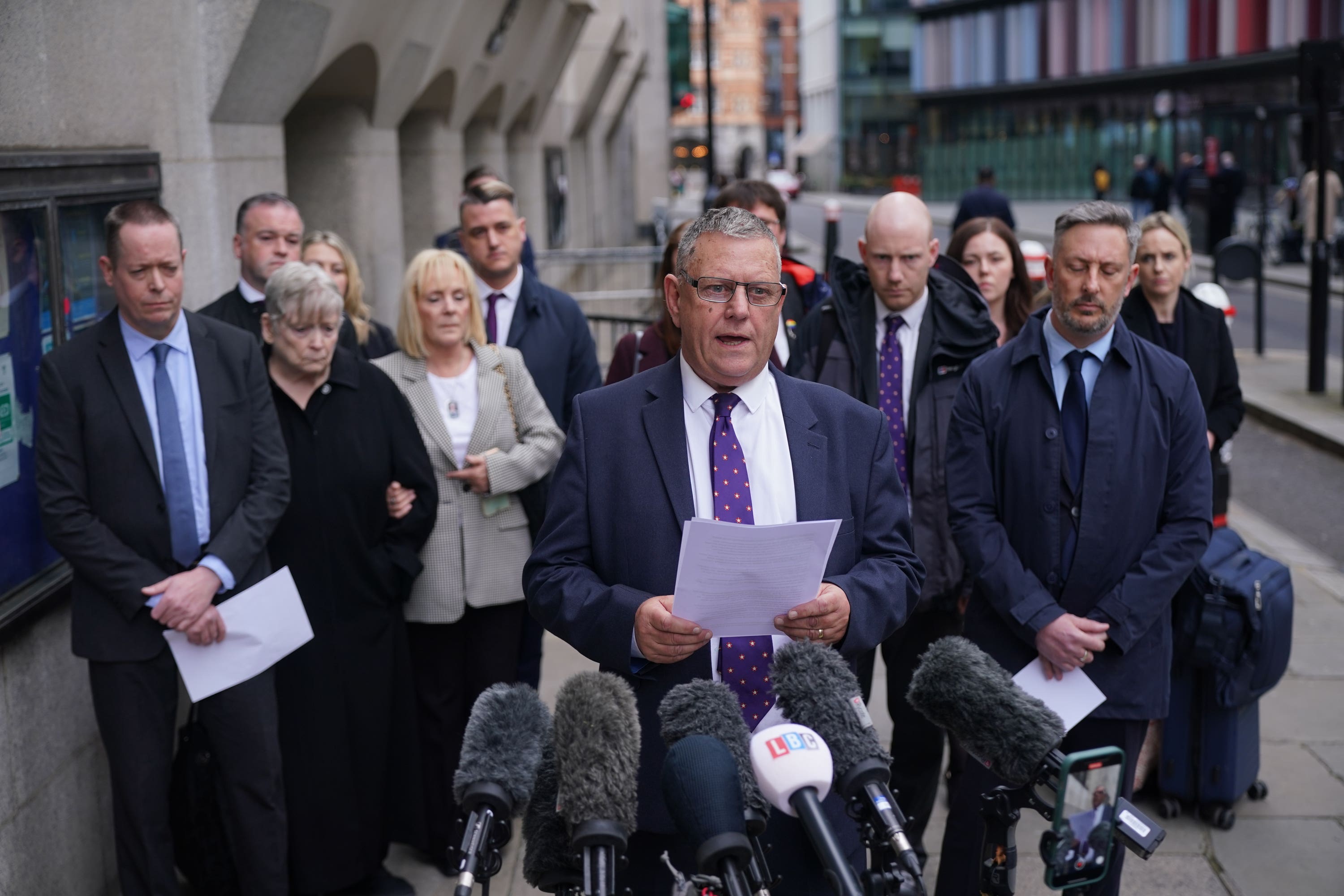 Gary Furlong, the father of Reading terror attack victim James Furlong, issues a statement outside the Old Bailey (Yui Mok/PA)