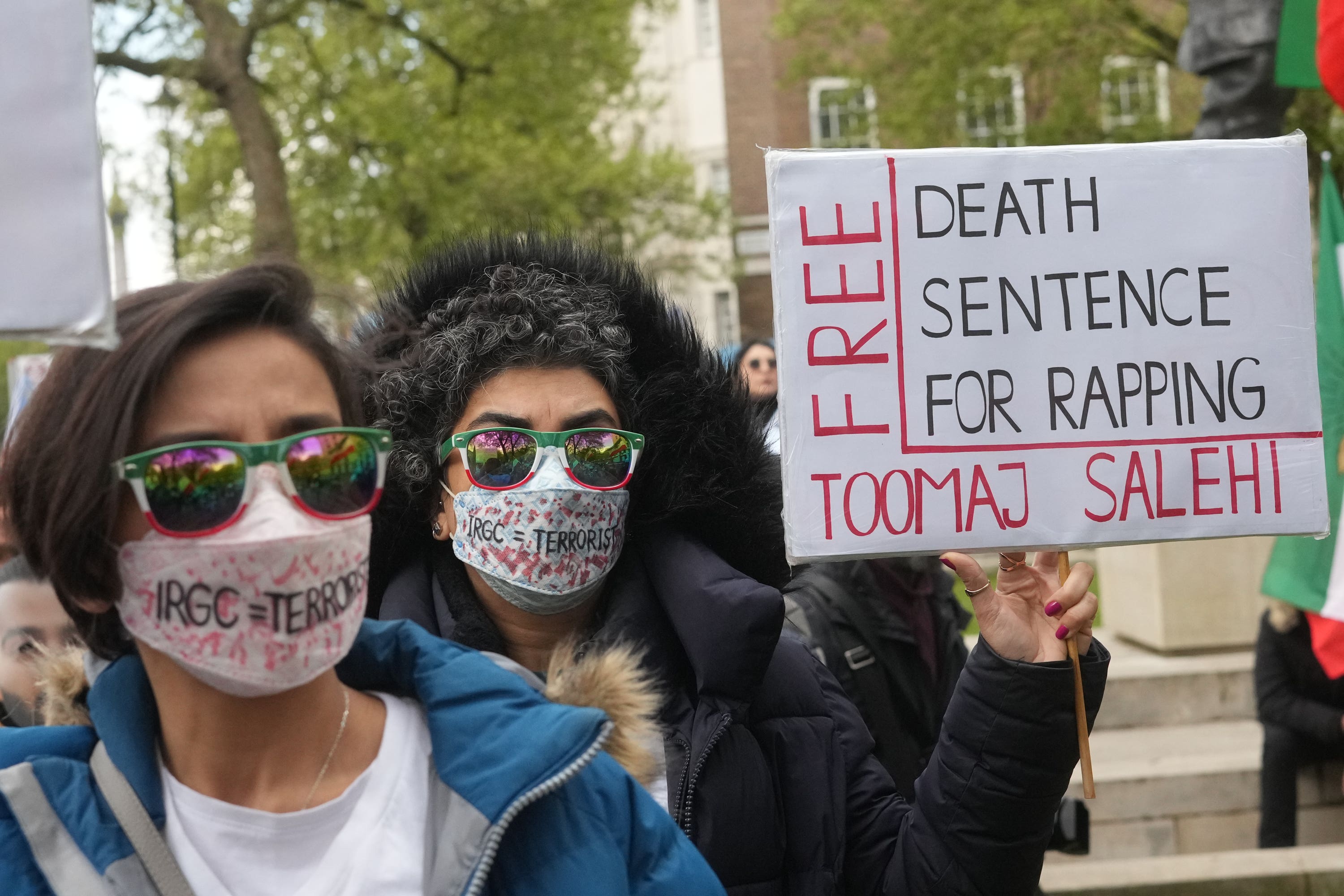 Protesters displayed placards and signs opposite Downing Street (Jeff Moore/PA)