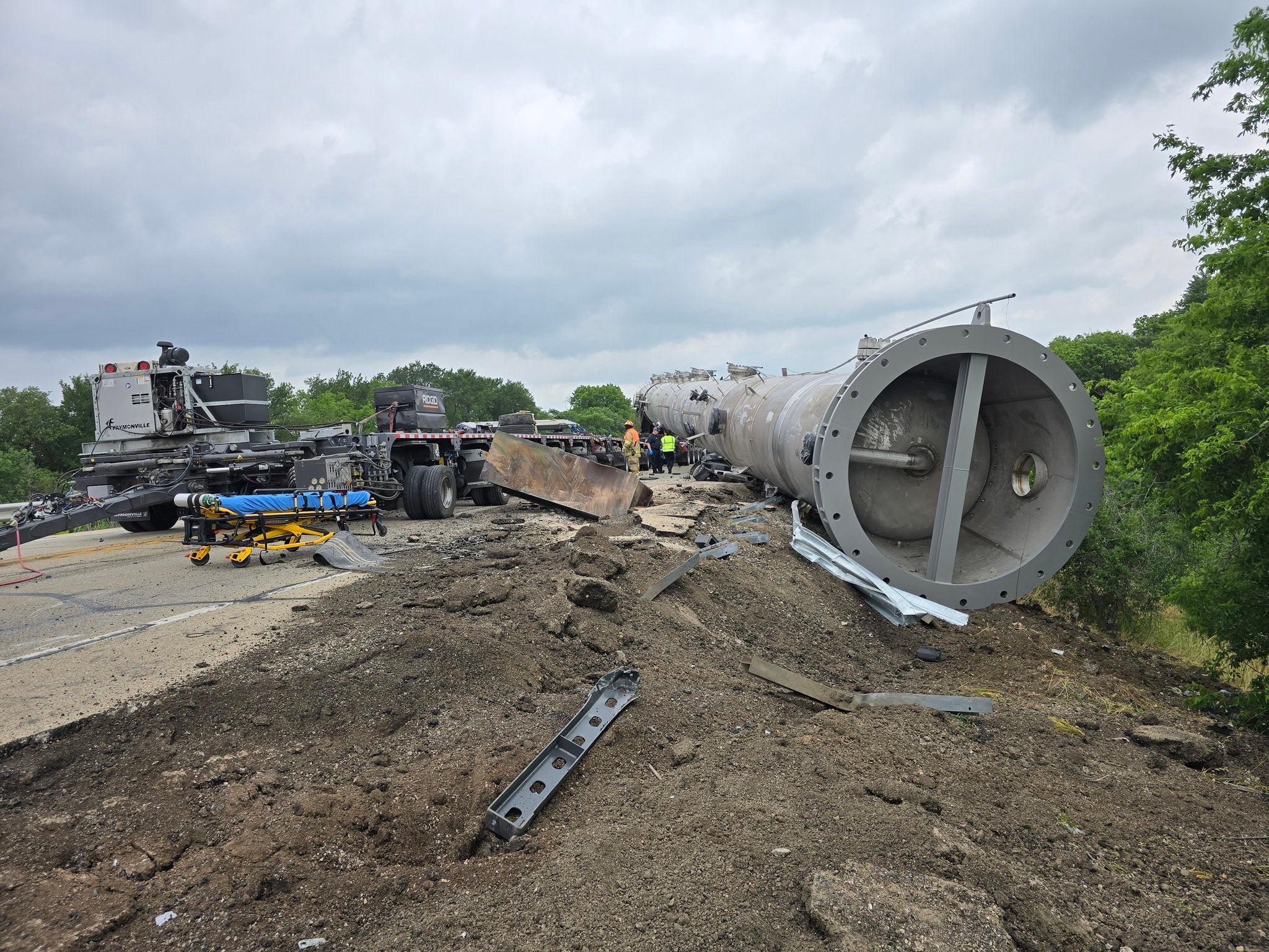 Two people are dead and one person is in critical condition after an oversized load detached from a trailer in Temple