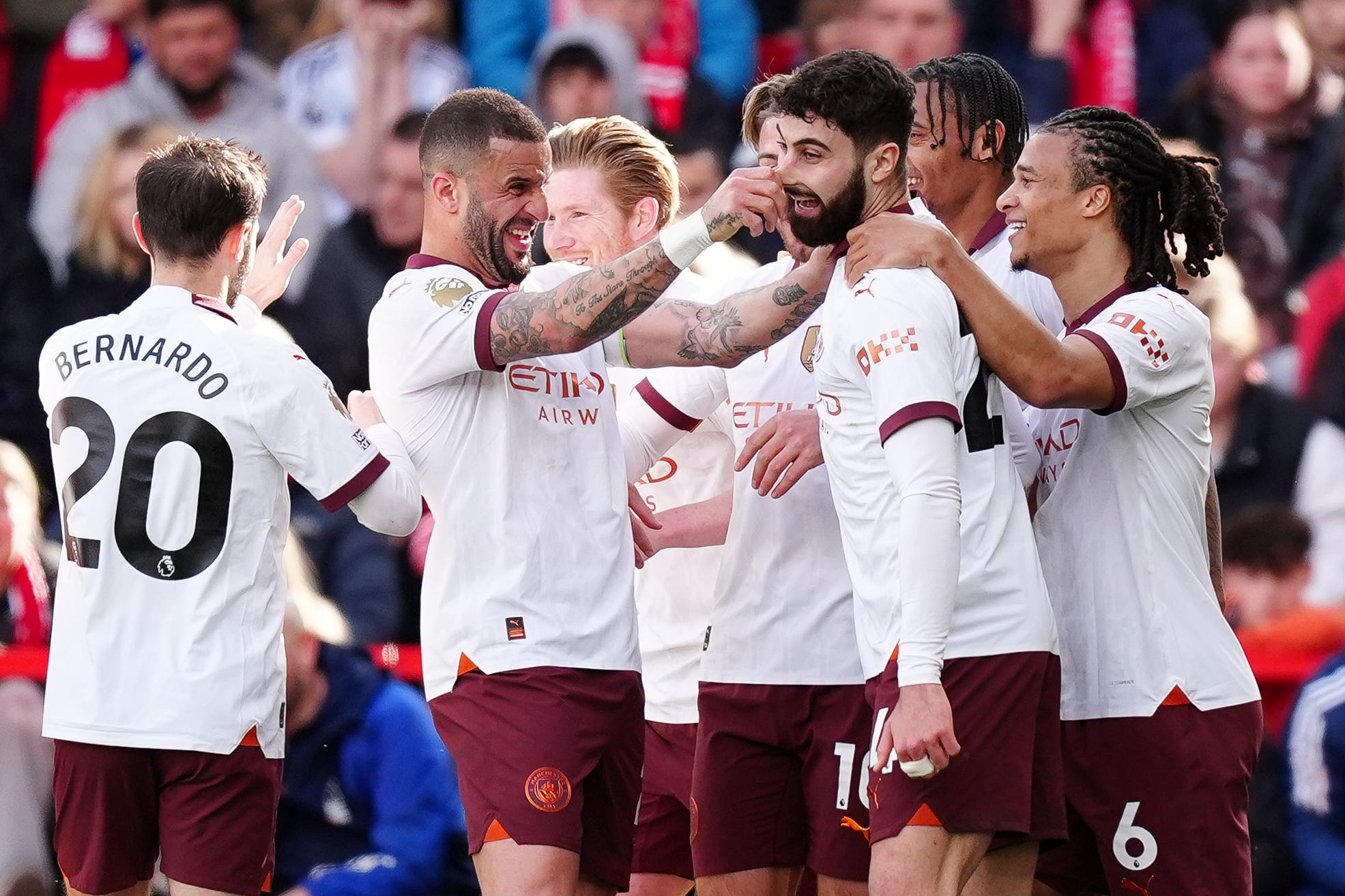 The Premier League title race is still in Manchester City’s hands after their win at Nottingham Forest (Mike Egerton/PA)