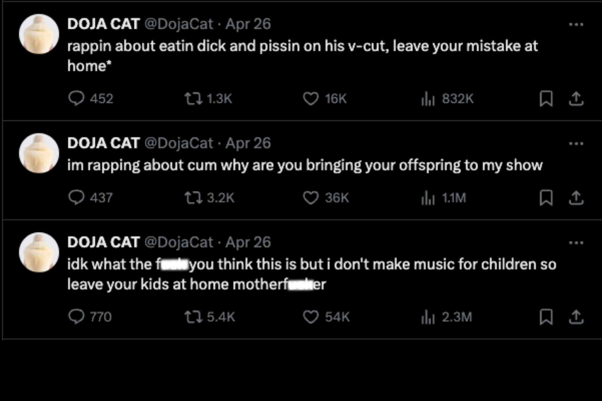 Doja Cat message to parents on X