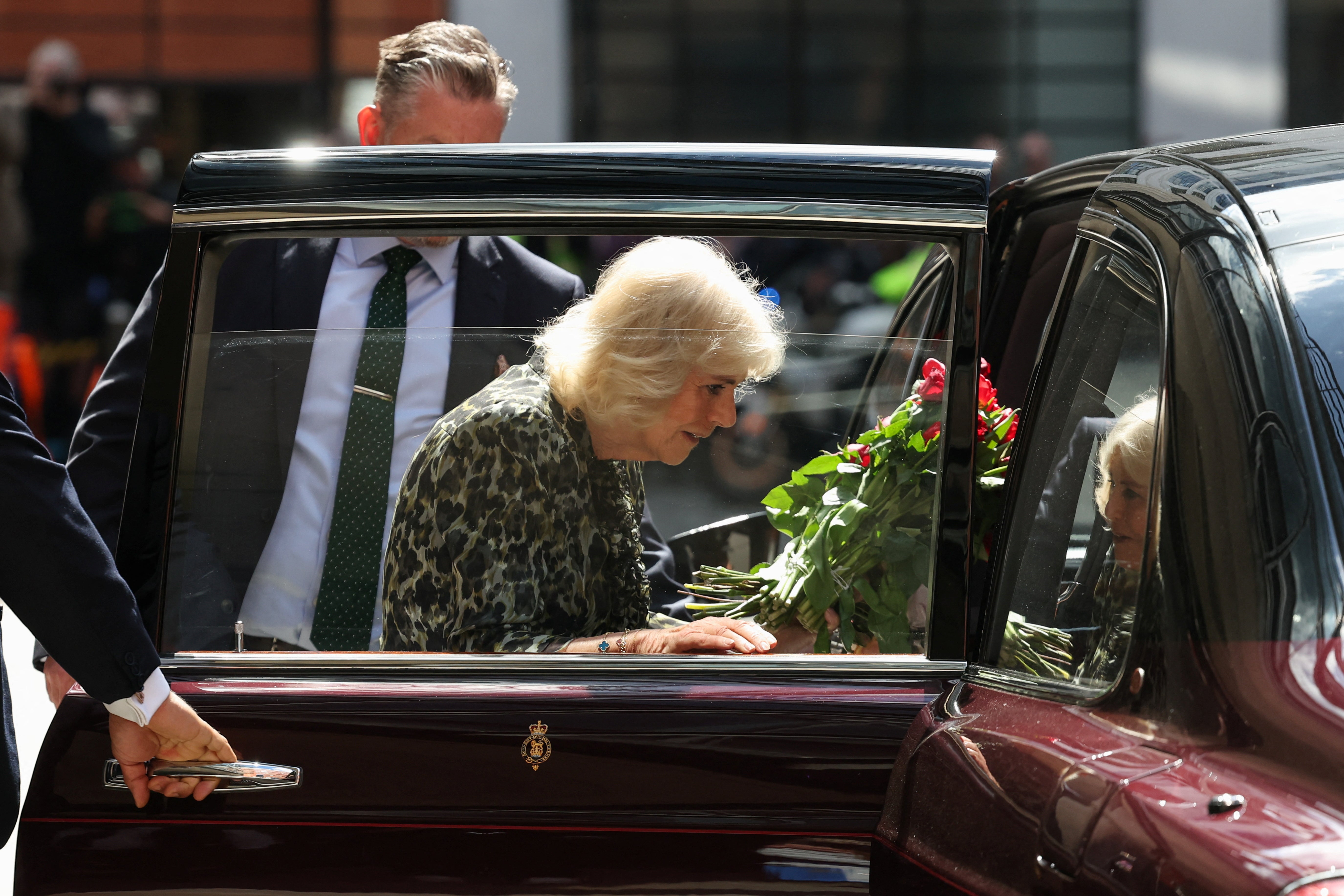 Royal superfan John was delighted to give the Queen tulips