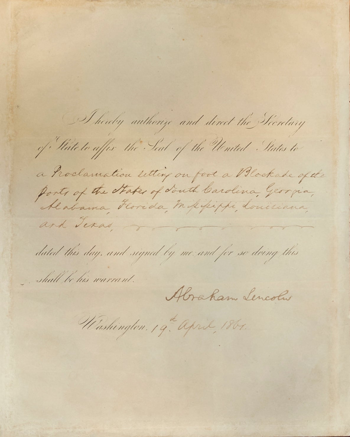 Lincoln Documents Civil War Blockades