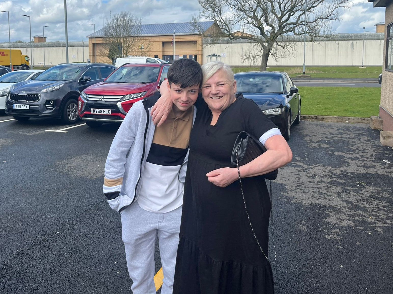 Kayden White with his grandmother Margaret following his reunion with his father Thomas