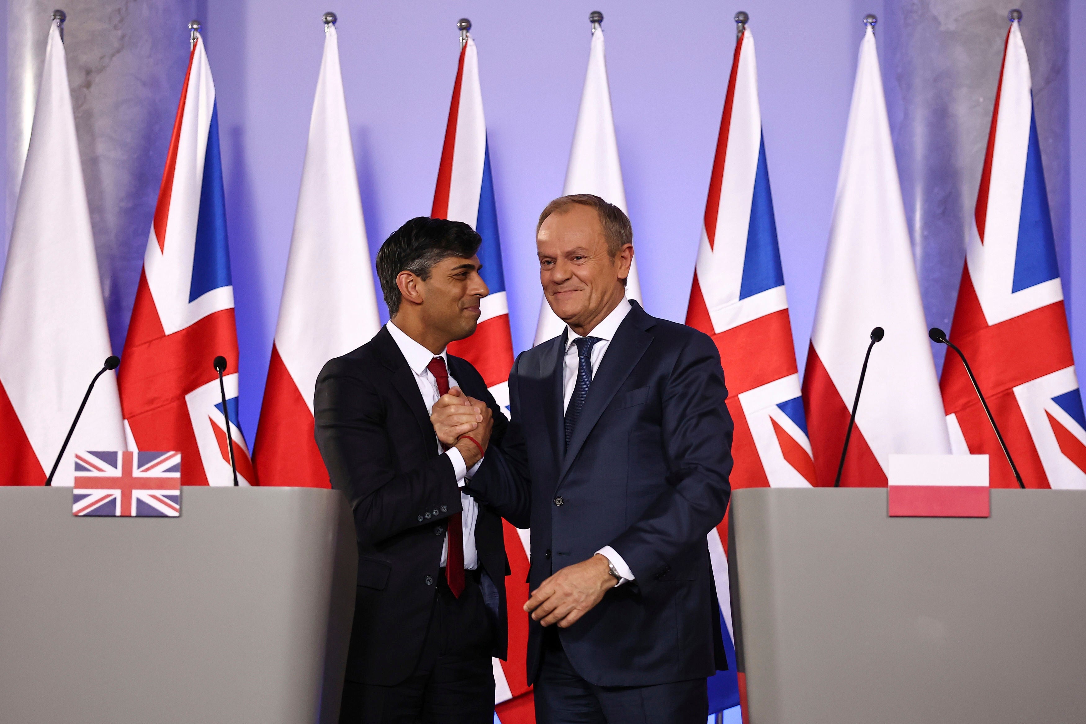 Rishi Sunak and Donald Tusk in Poland last week