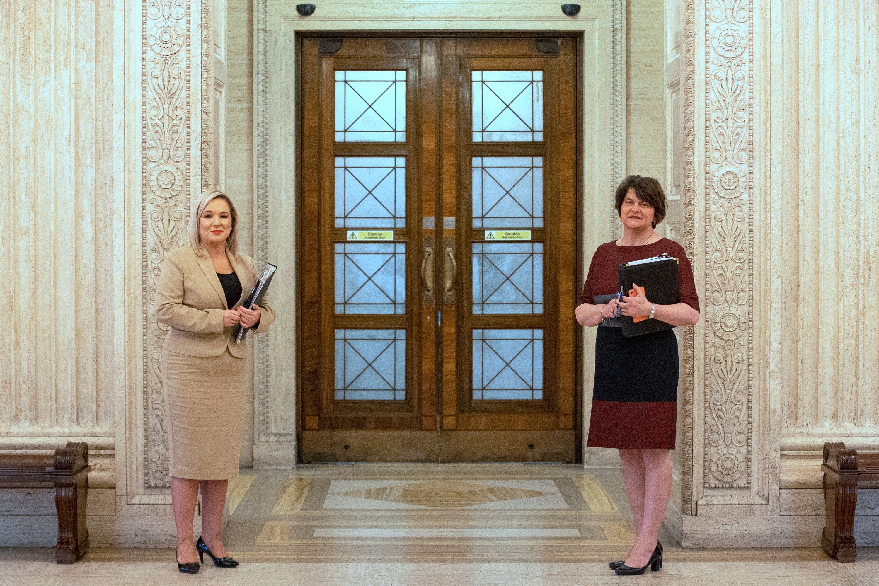 First Minister Arlene Foster and deputy First Minister Michelle O’Neill had to work together (PA)