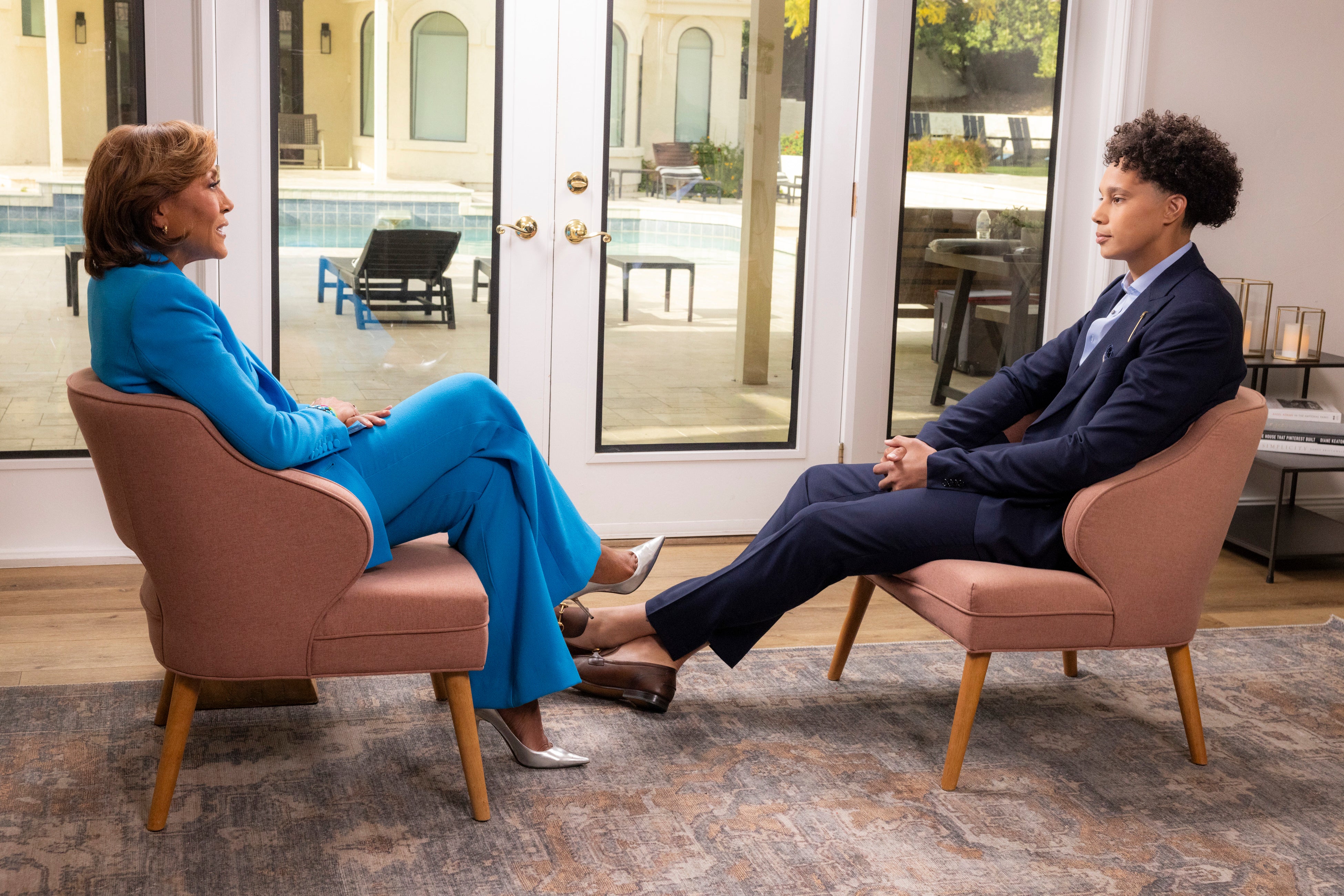 Robin Roberts (left) during an interview with Brittney Griner