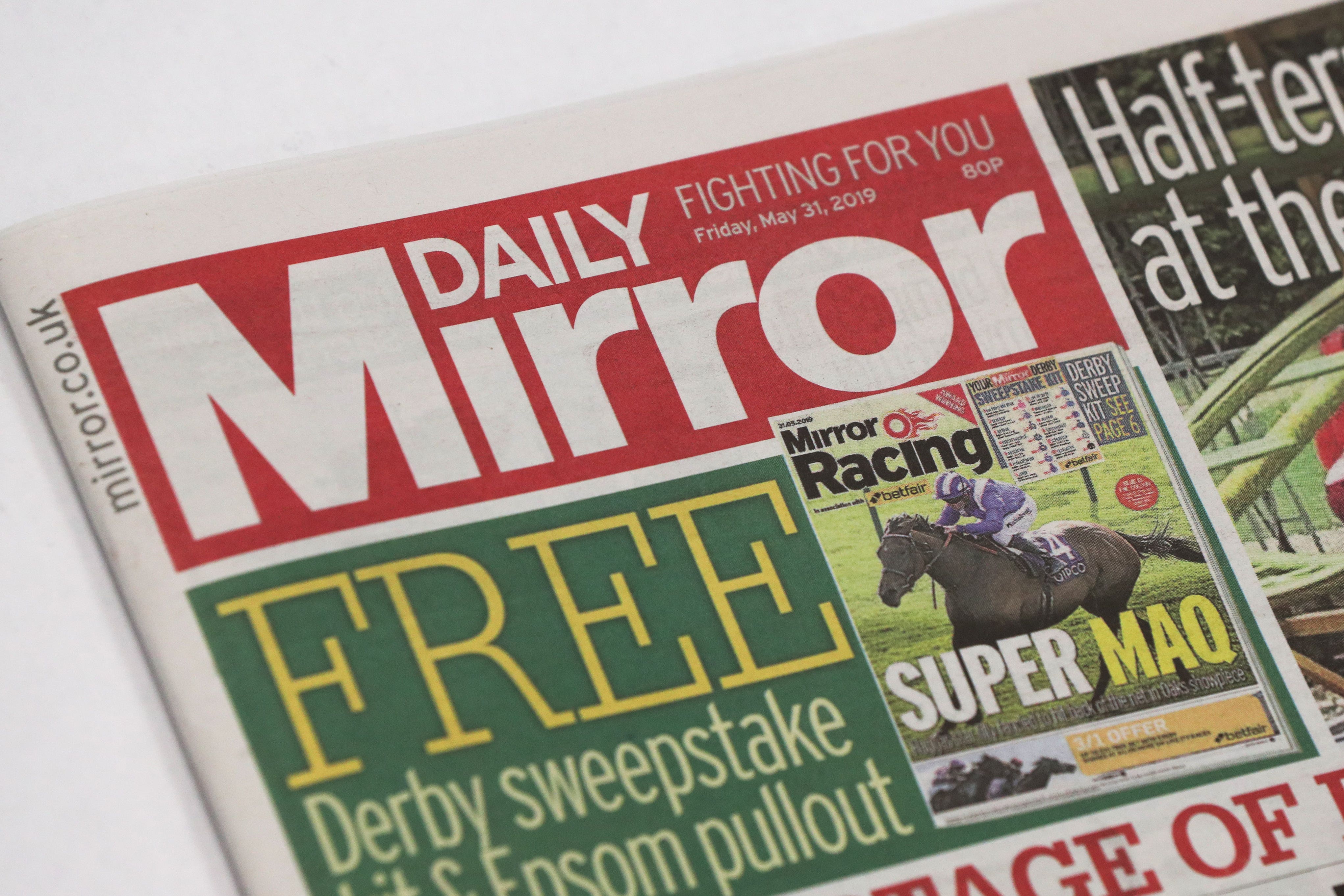 File photo dated 31/05/19 of the Daily Mirror Masthead. Daily Mirror publisher Reach has revealed a further hit to its online revenues due to the ongoing fall out from the moves by the likes of Facebook to de-rank news on their platforms.