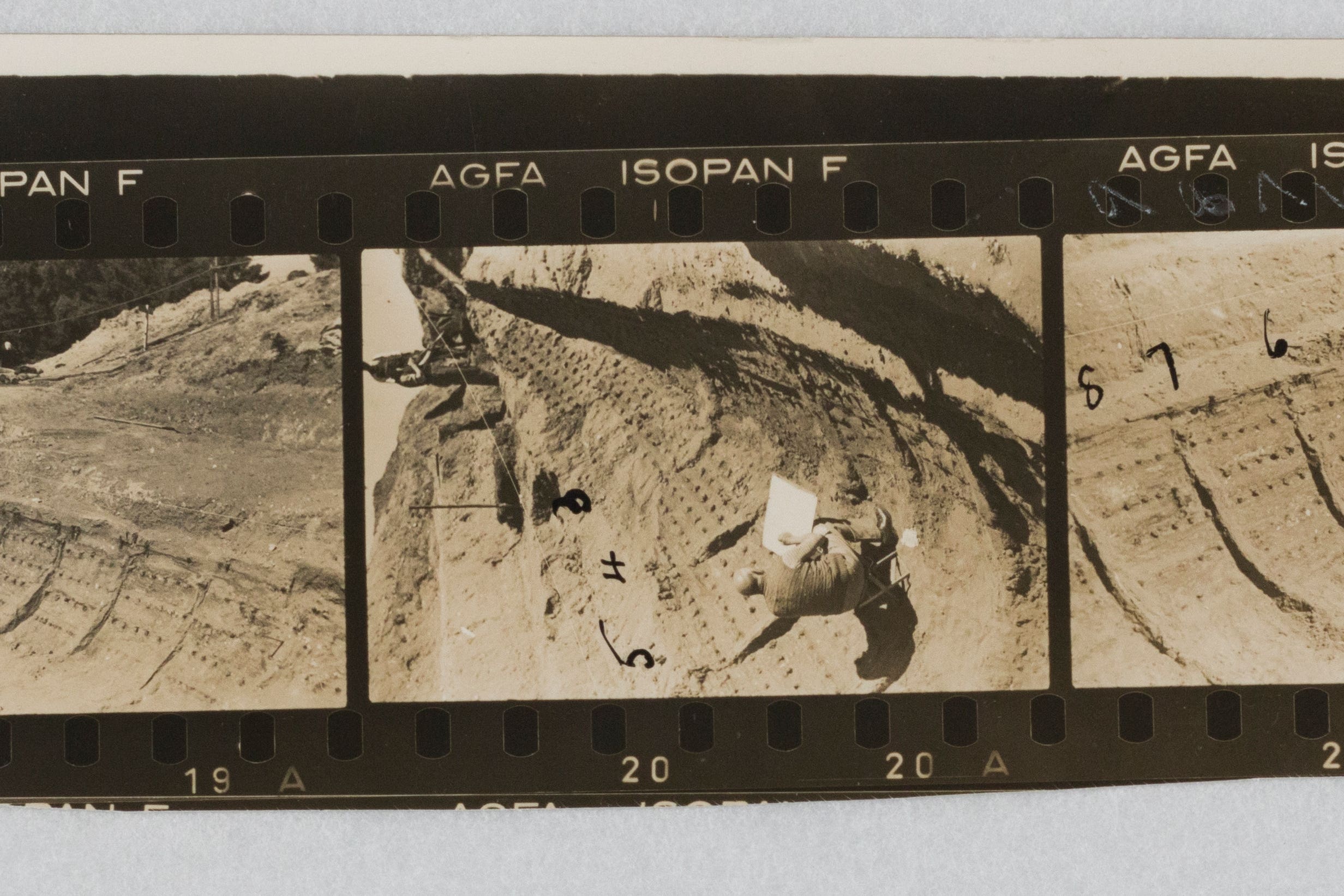 A black and white contact print by Barbara Wagstaff of the Great Ship Burial at Sutton Hoo. (National Trust/ PA)