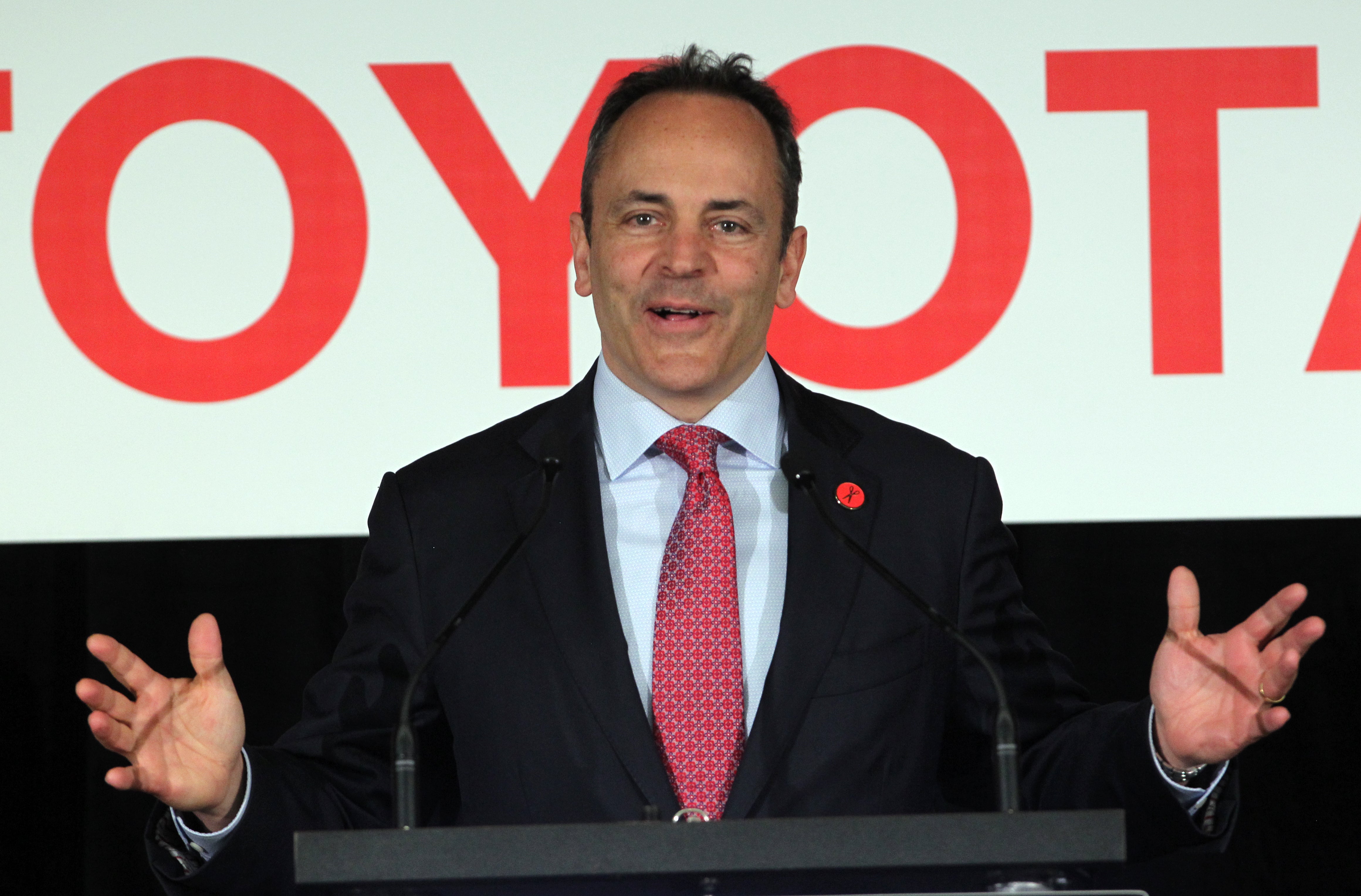 Former Kentucky governor Matt Bevin at the unveiling of the Toyota RAV4 Hybrid at the Toyota Motor Manufacturing plant on 14 March 2019 in Georgetown, Kentucky