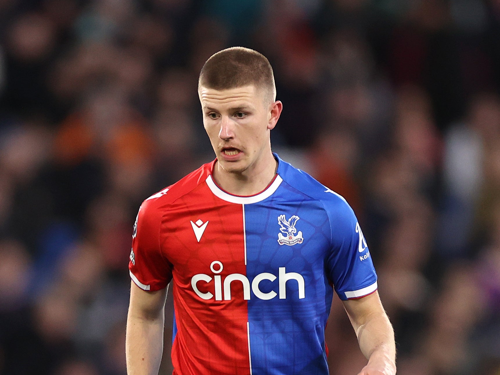 Adam Wharton of Crystal Palace passes the ball against Newcastle United