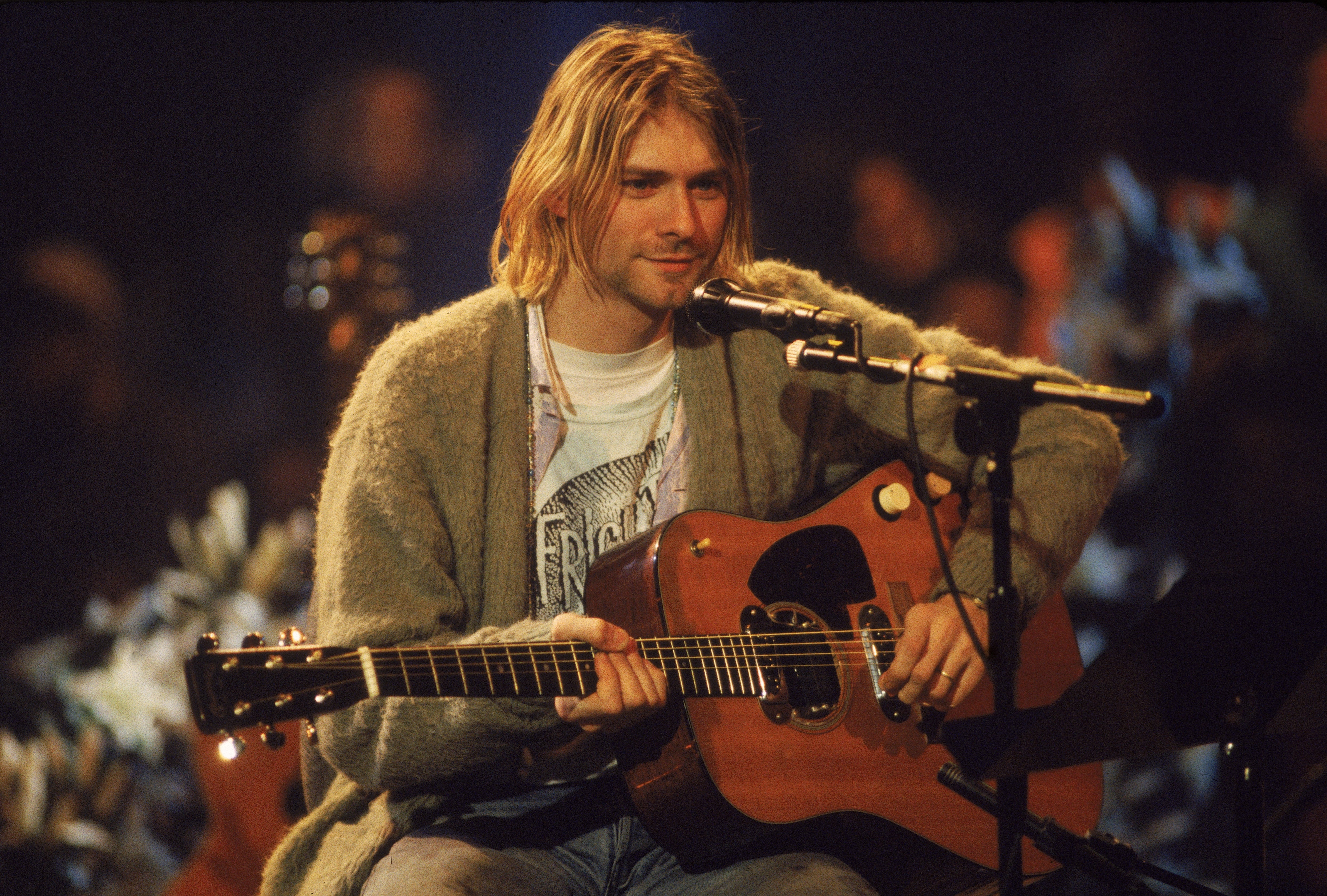 Kurt Cobain during the recording of ‘MTV Unplugged: Nirvana’