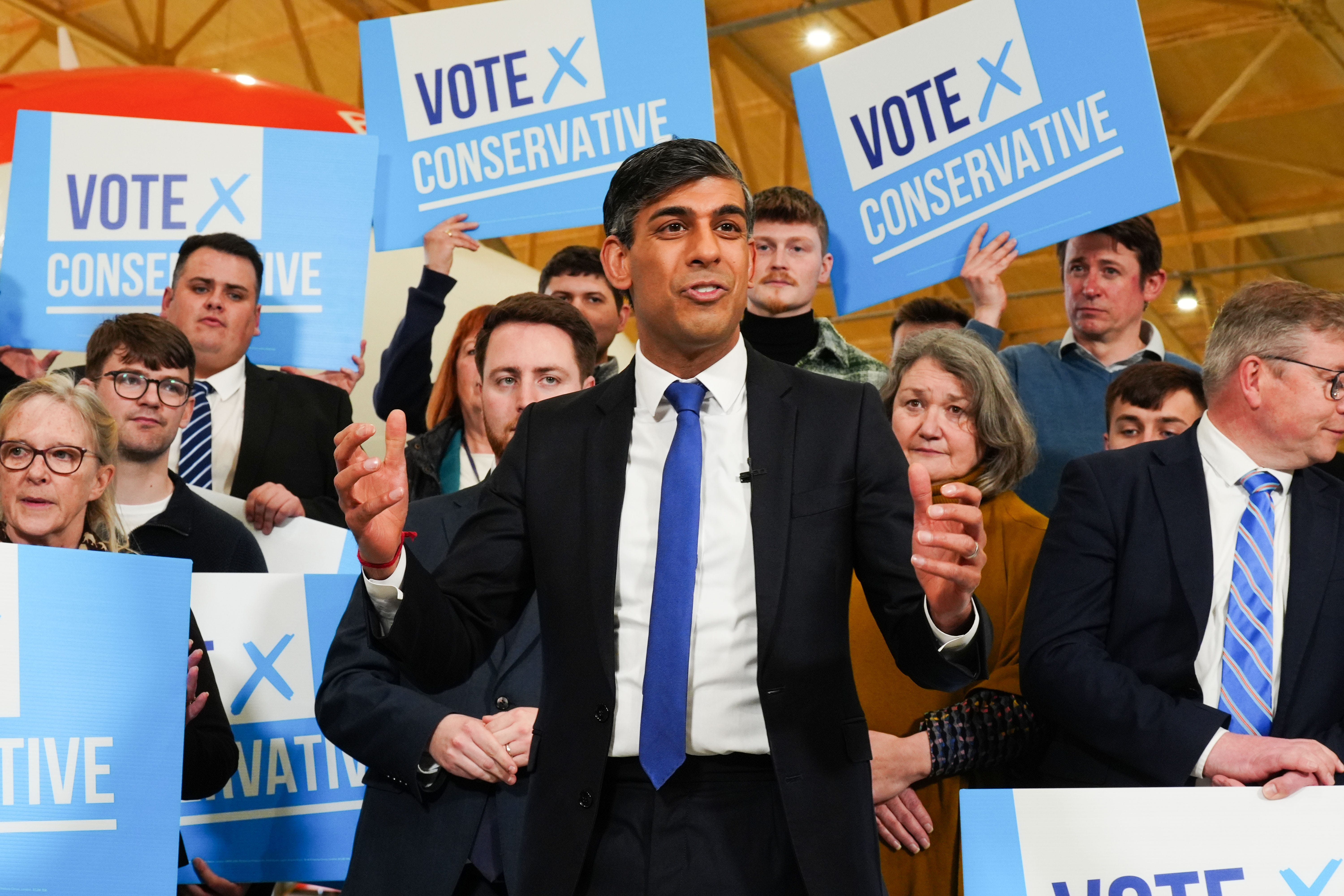 Rishi Sunak celebrating Lord Ben Houchen following his re-election as Tees Valley Mayor (PA)