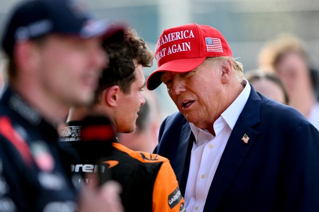 <p>Donald Trump congratulated winner Lando Norris after the Miami Grand Prix</p>