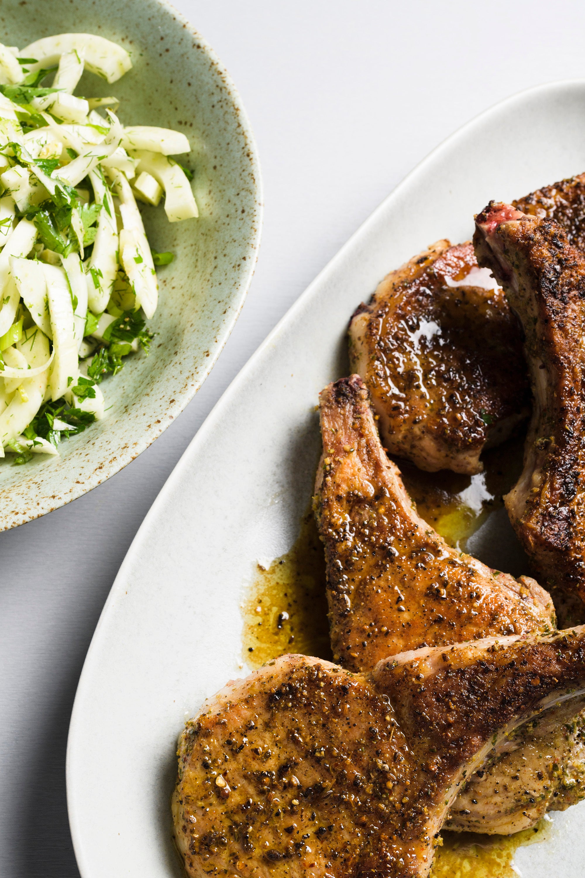 Food-MilkStreet-Seared Pork Chops with Fennel and Herb Salad