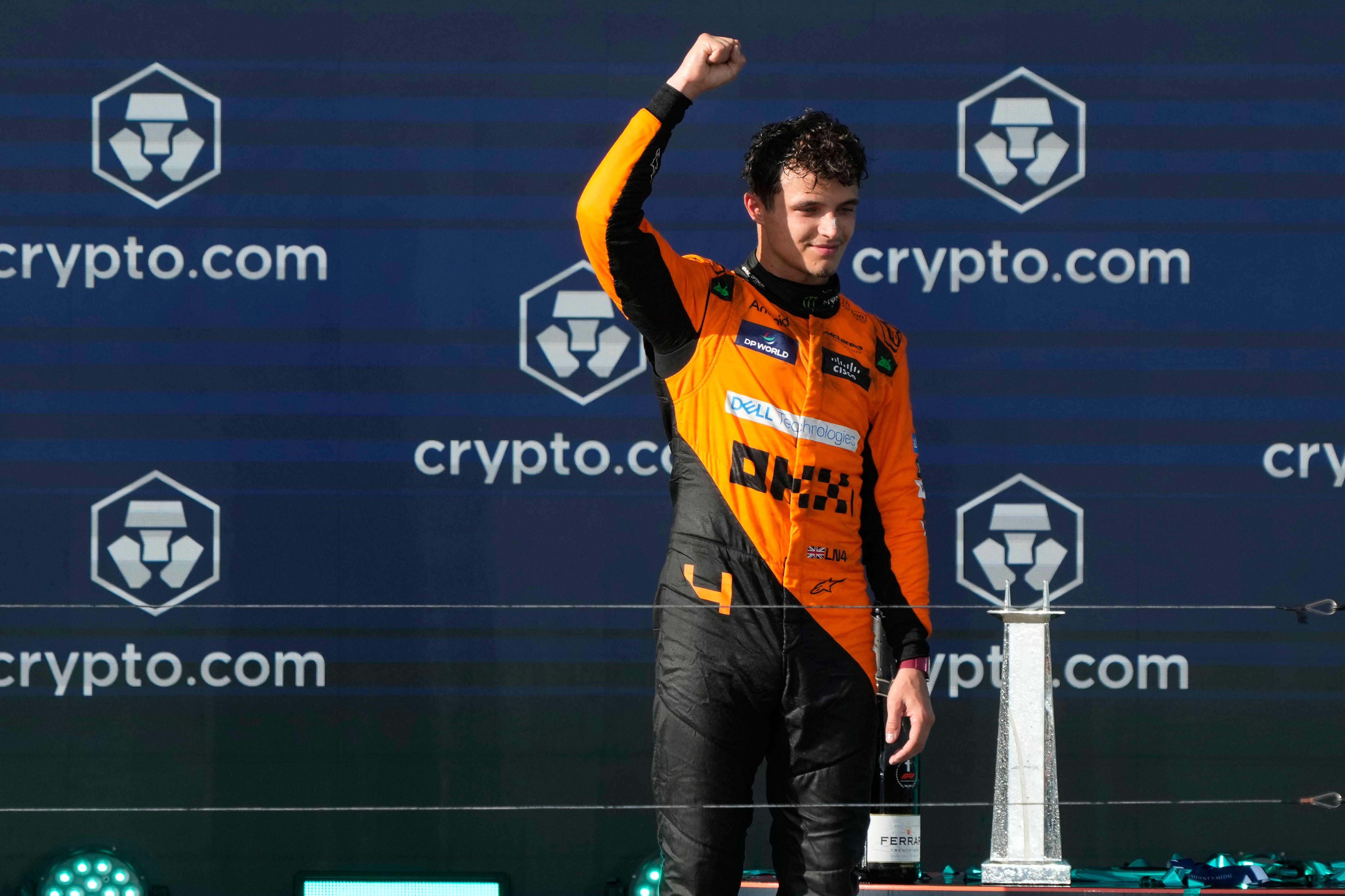 Lando Norris added his name to the list of British winners in F1 (Wilfredo Lee/AP)