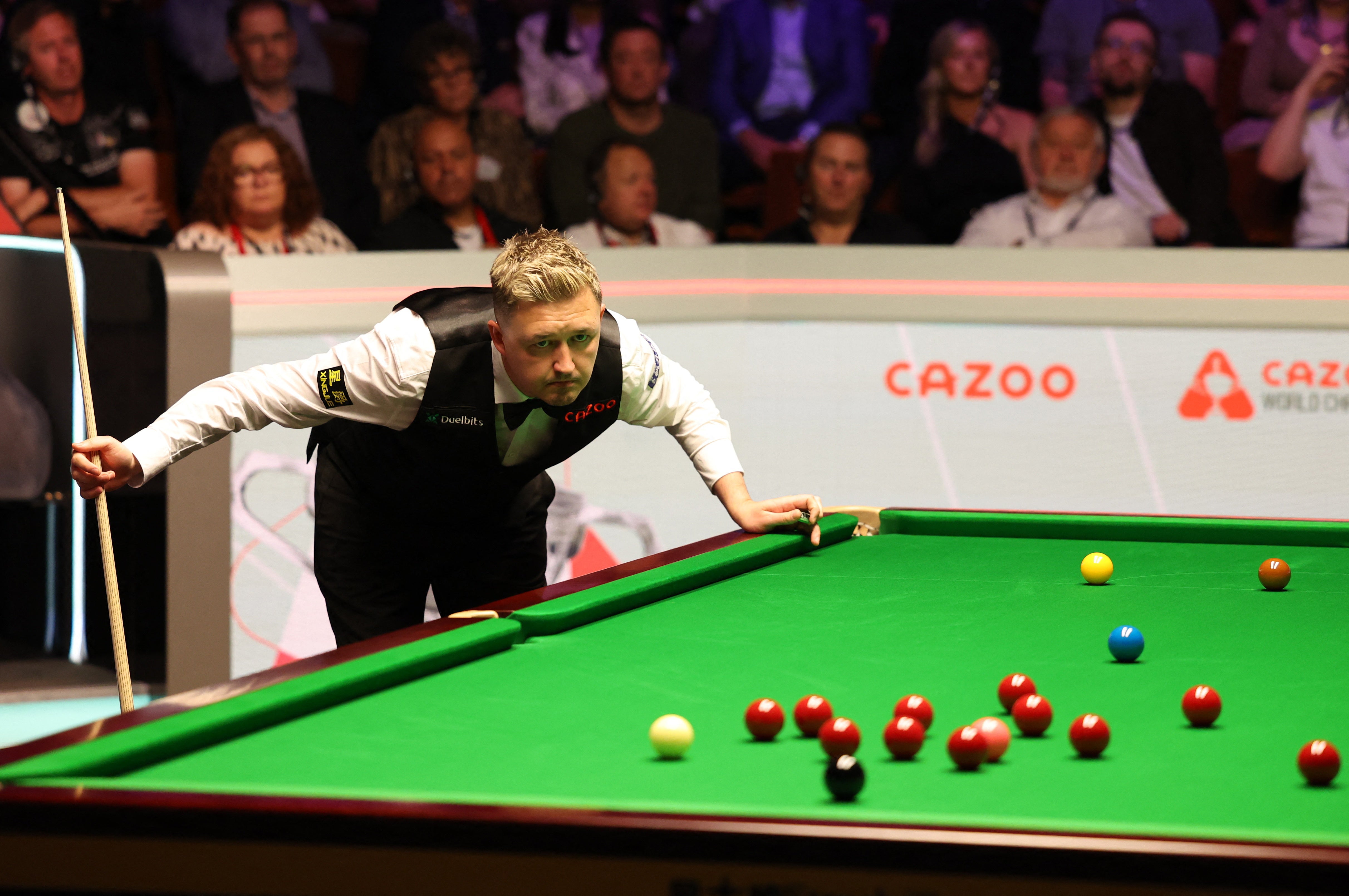 Kyren Wilson eyes a shot during the final