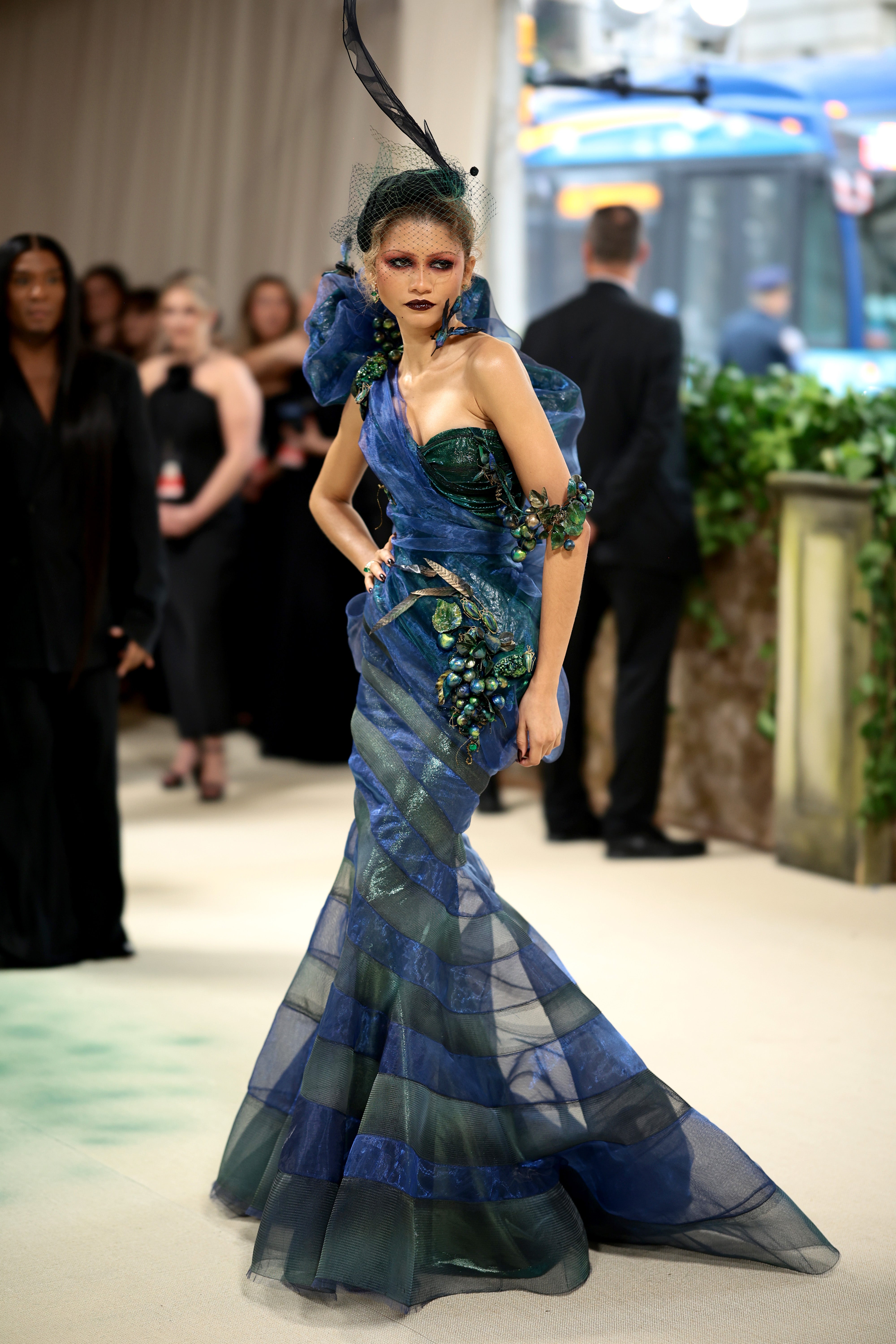 Zendaya attends 2024 Met Gala in Maison Margiela Artisanal by John Galliano