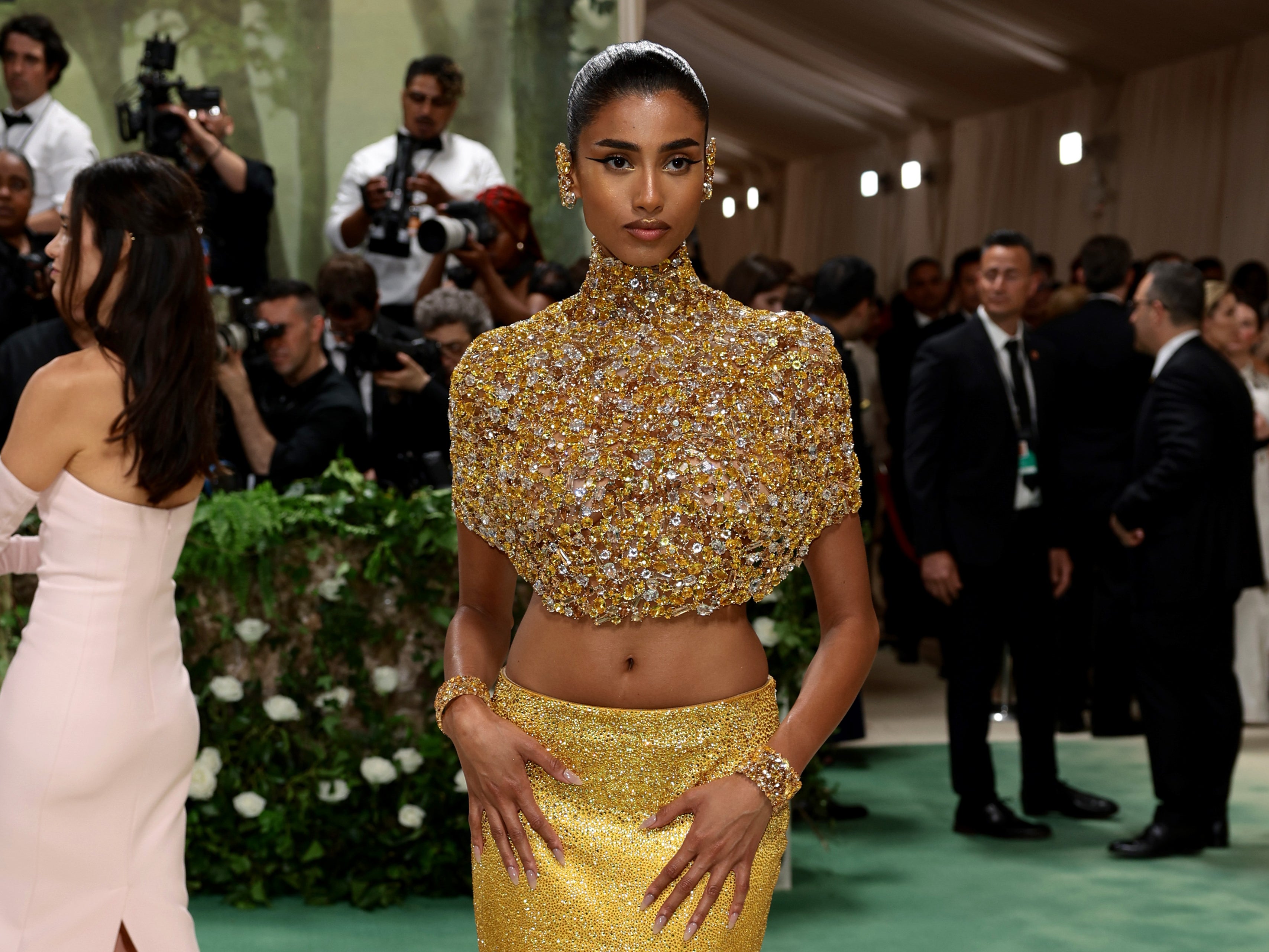 Imaan Hammam attends The 2024 Met Gala Celebrating “Sleeping Beauties: Reawakening Fashion” at The Metropolitan Museum of Art on 6 May 2024 in New York City.