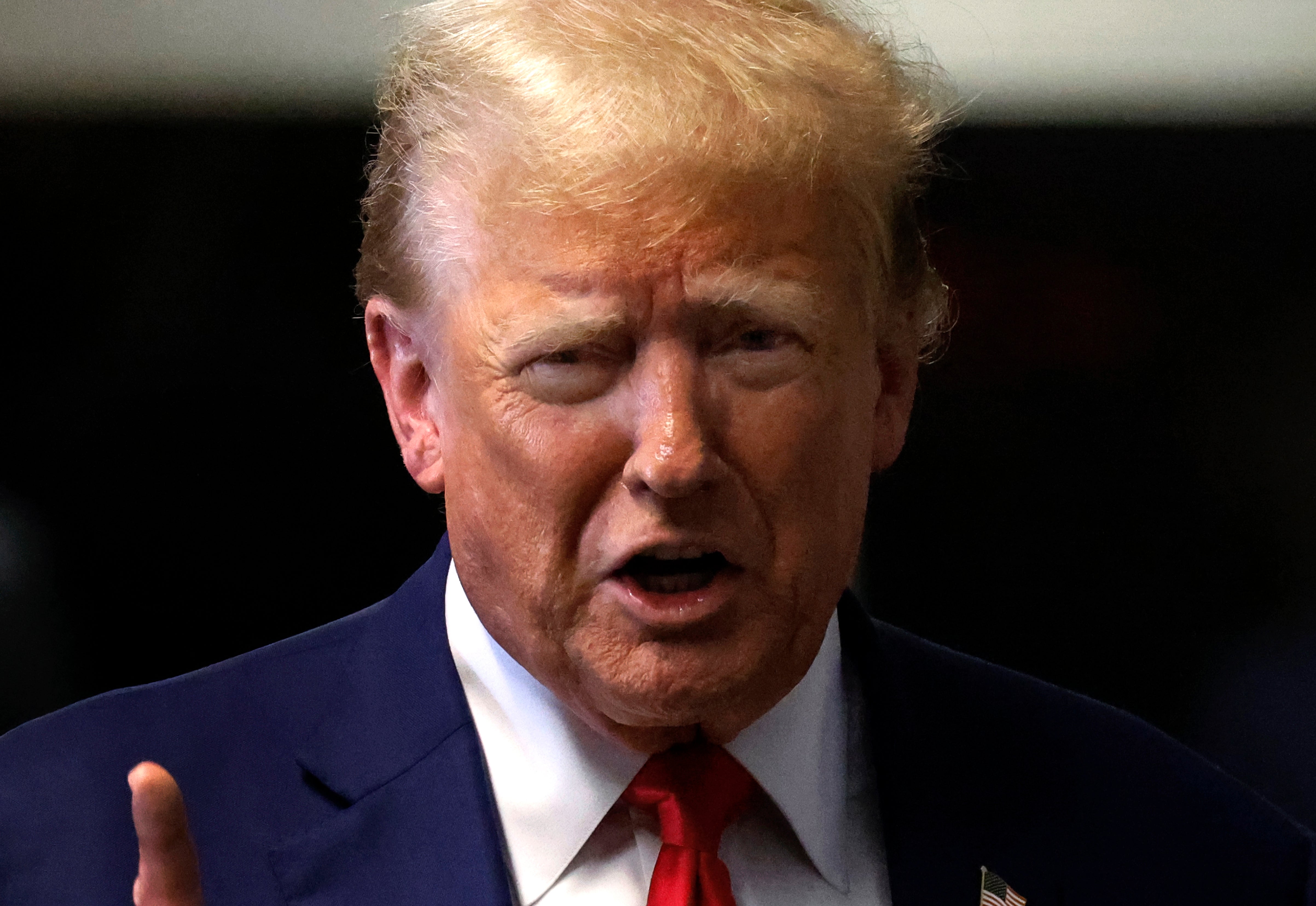 Donald Trump outside court in New York