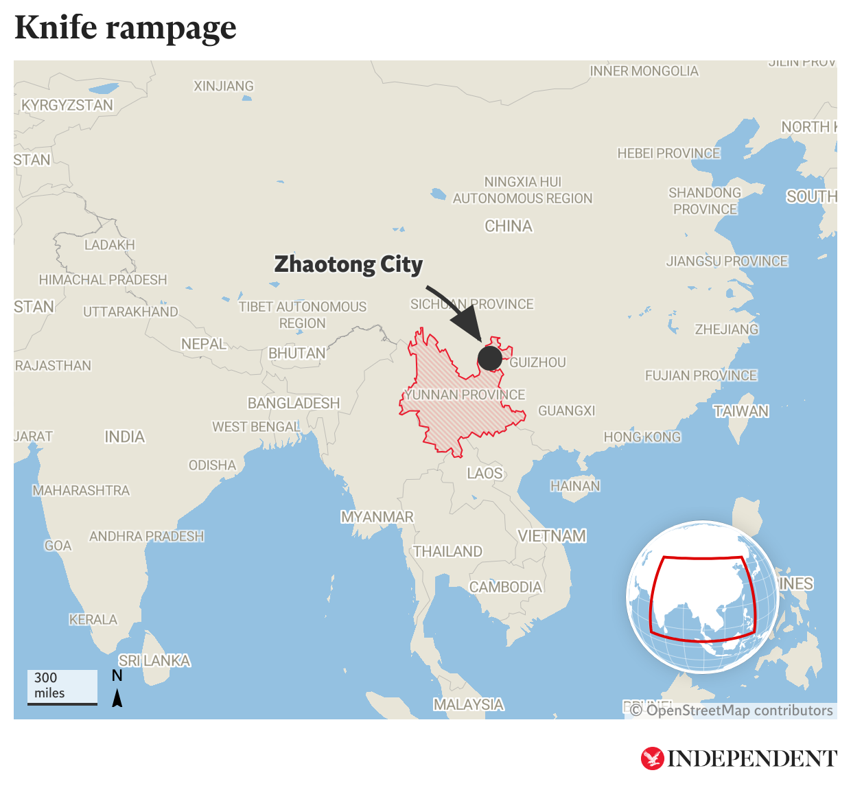 Map showing where the Zhenxiong County People’s Hospital is located