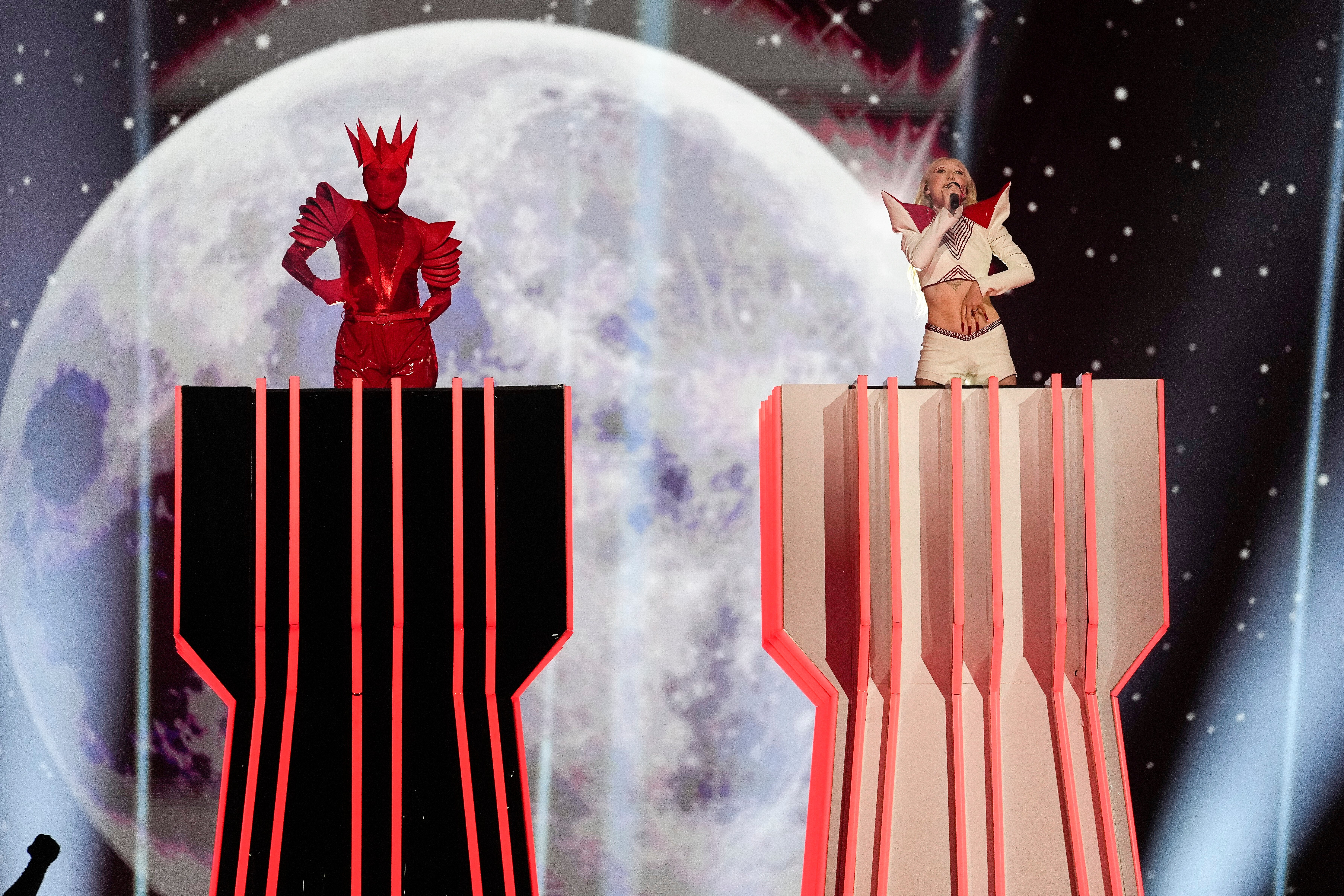 Sweden’s contestant Luna (right) during a dress rehearsal at Eurovision 2024