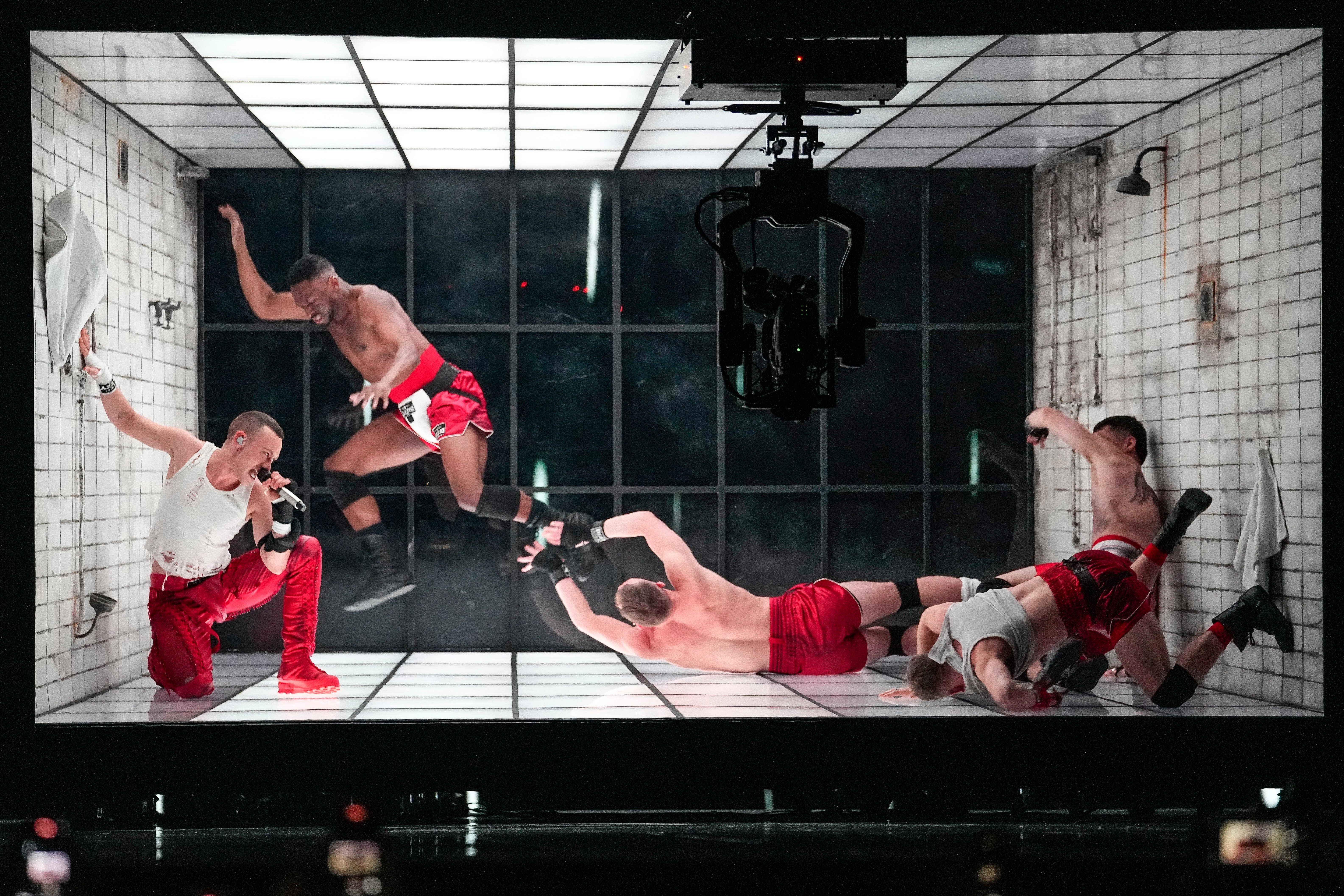 Olly Alexander performs the song Dizzy during the dress rehearsal for the first semi-final at the Eurovision Song Contest in Malmo, Sweden (Martin Meissner/AP)