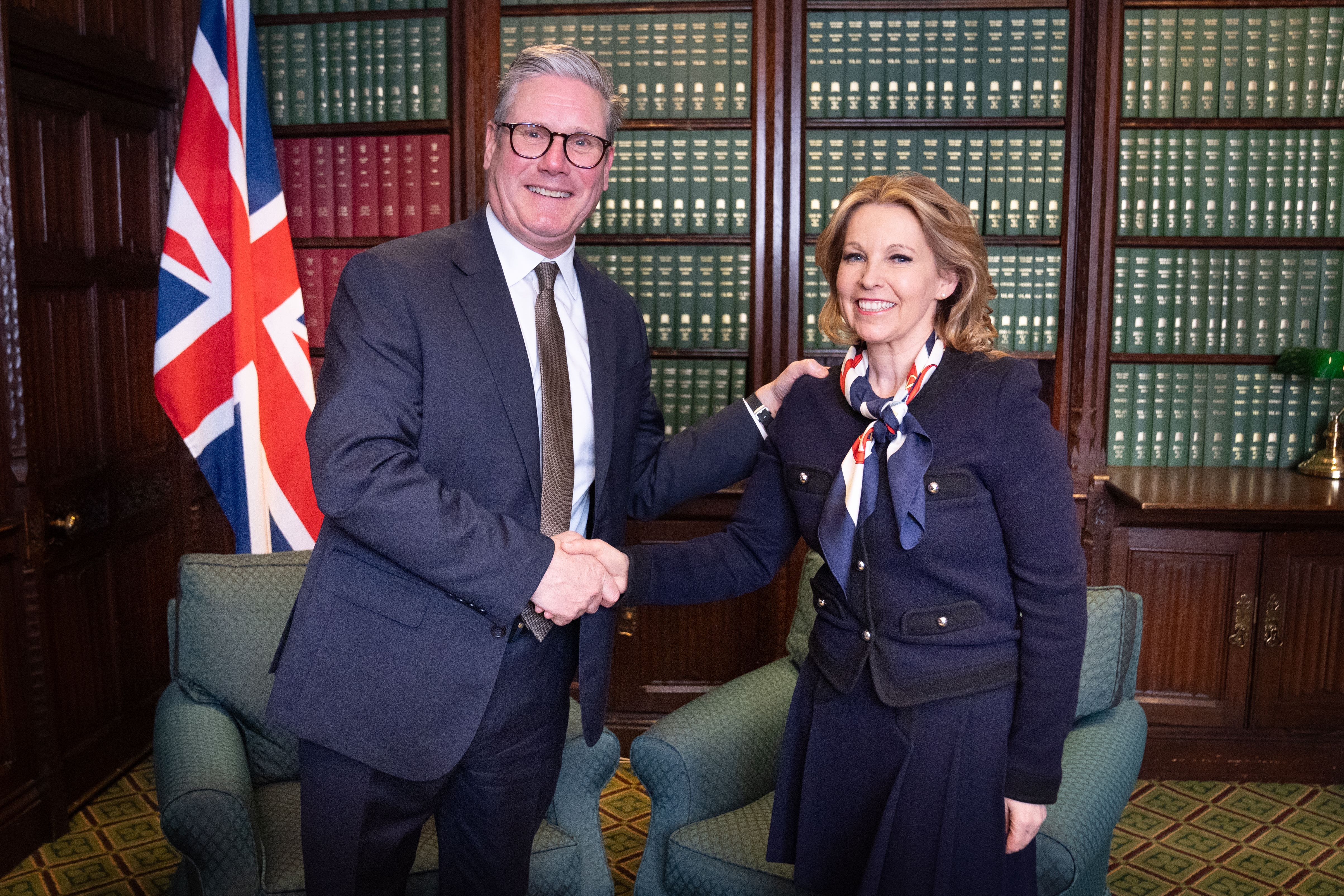 Labour leader Sir Keir Starmer with former Conservative MP Natalie Elphicke in his parliamentary office (Stefan Rousseau/PA)