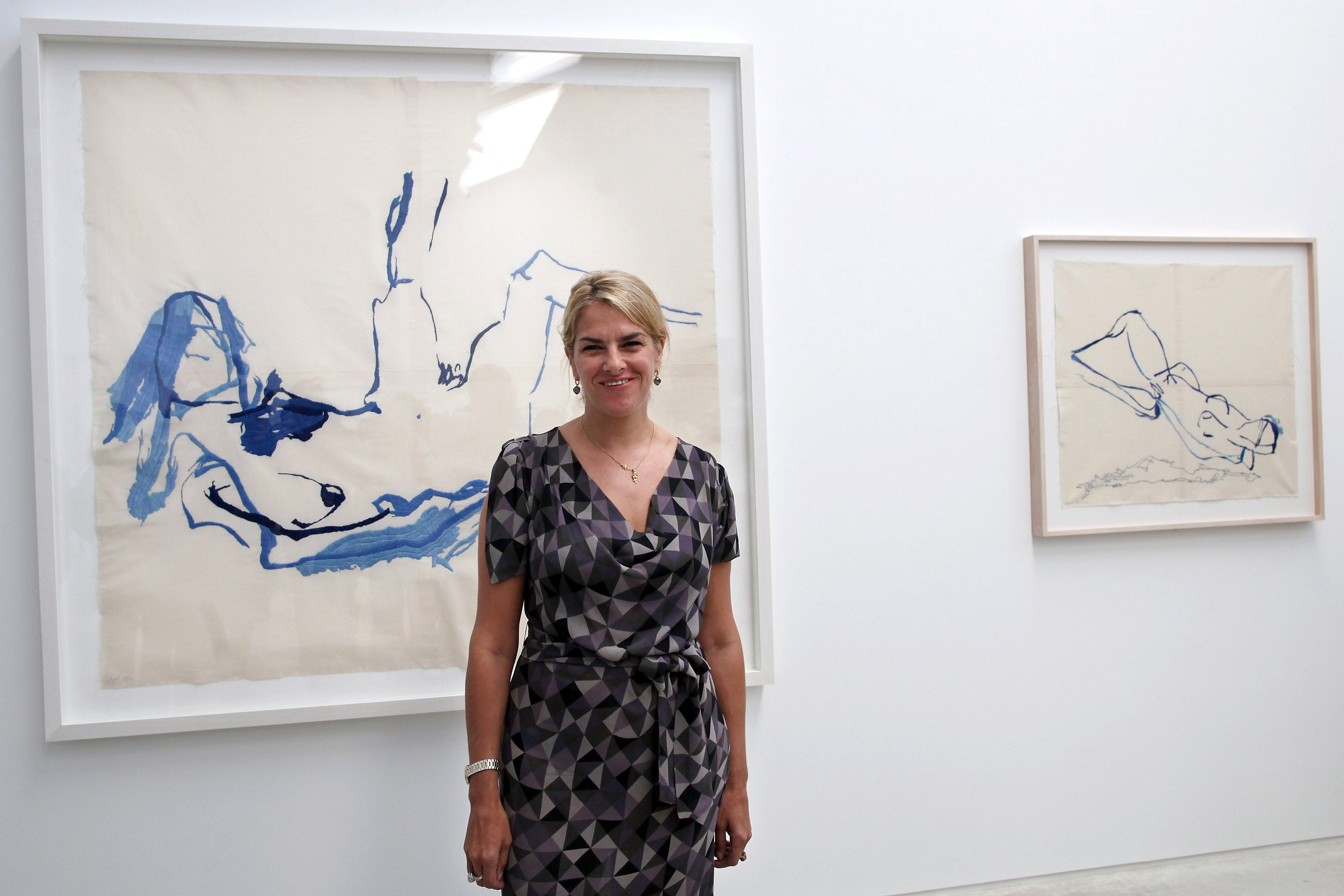 Emin at the Turner Contemporary gallery in Margate in 2012, with a work from her exhibition ‘She Lay Down Deep Beneath the Sea’