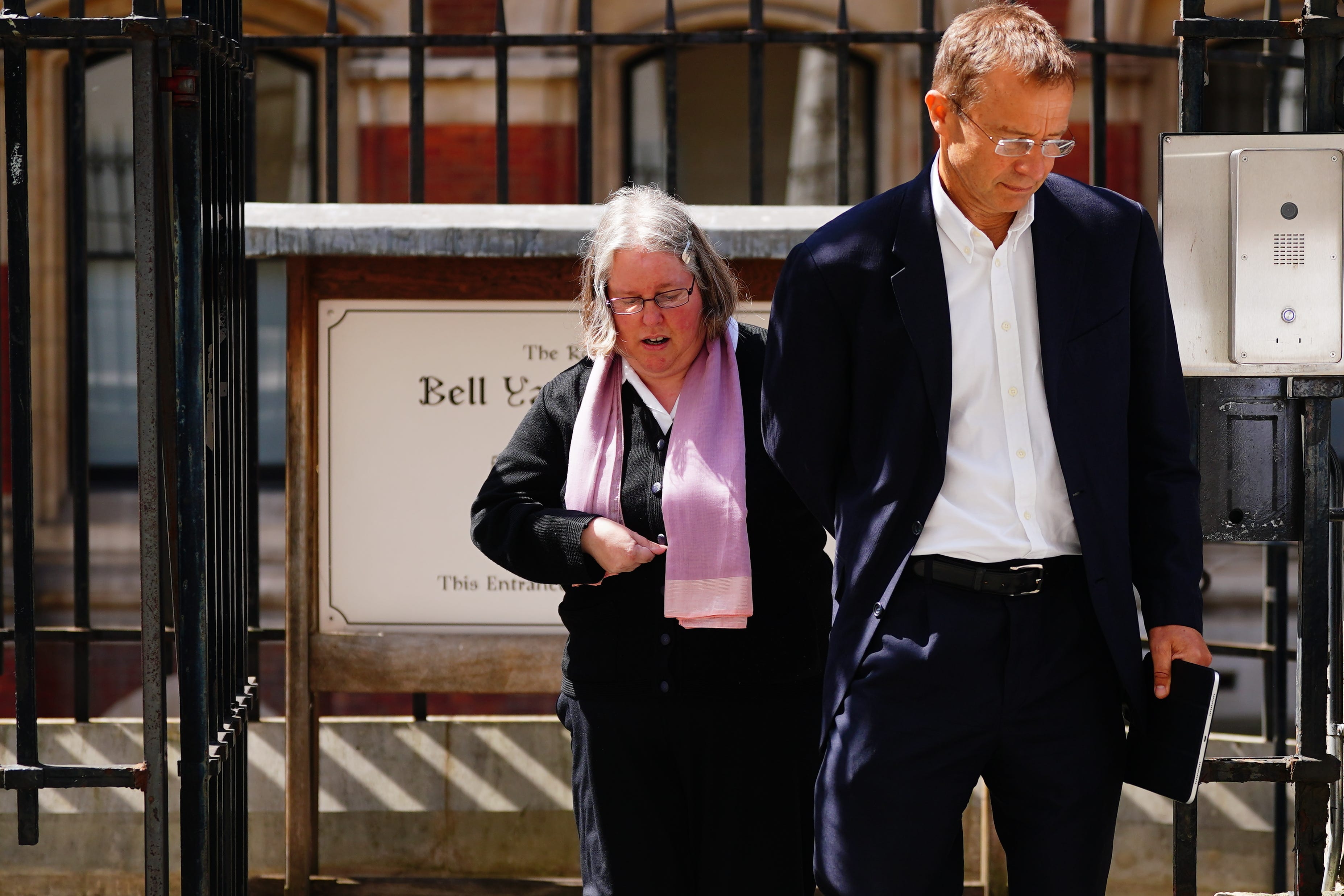 Auriol Grey, who shouted and waved at a cyclist causing her to fall into the path of an oncoming car, leaving the Royal Courts of Justice in London (/PA)