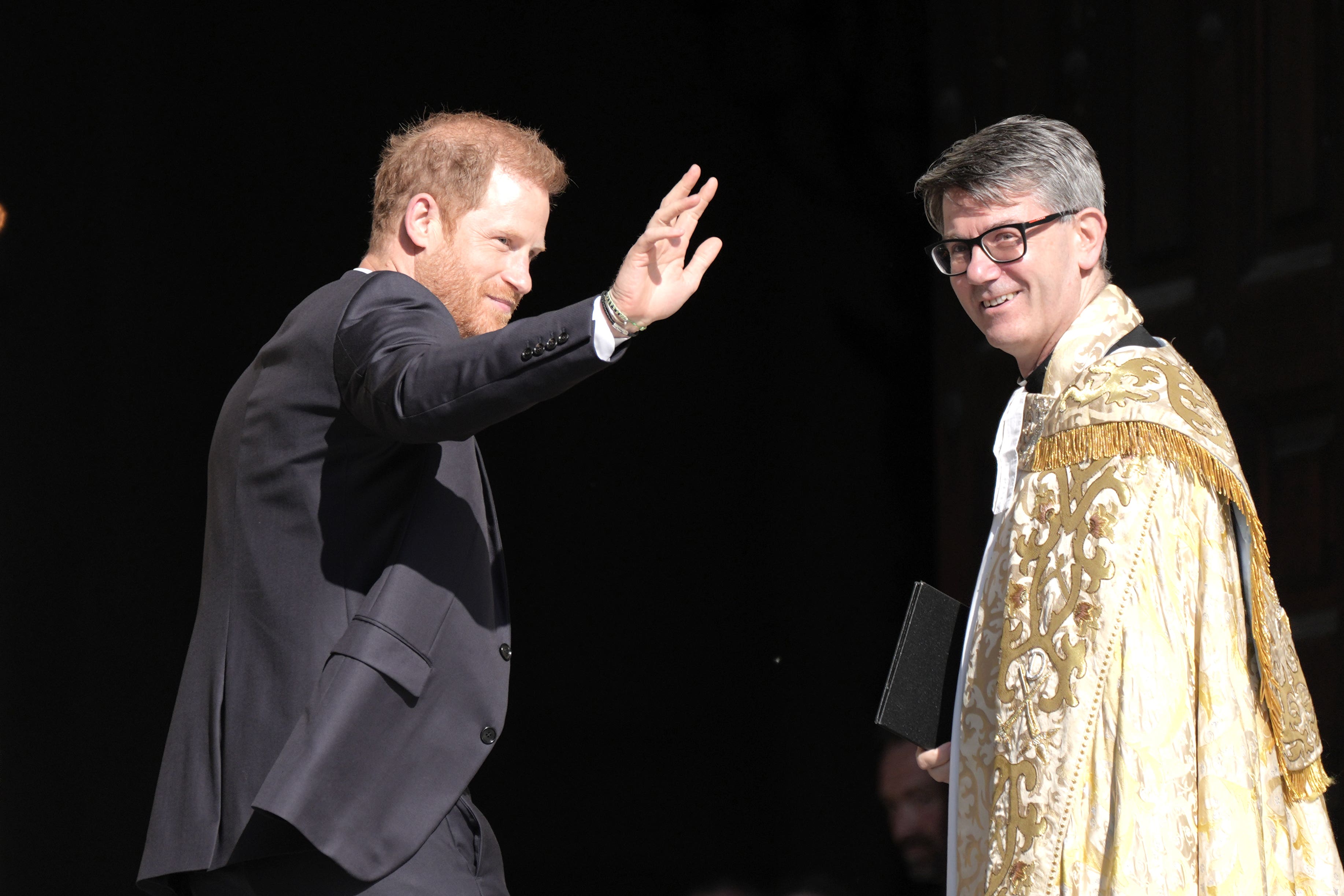 The Duke of Sussex (left) arrives at St Paul’s Cathedral (Yui Mok/PA)