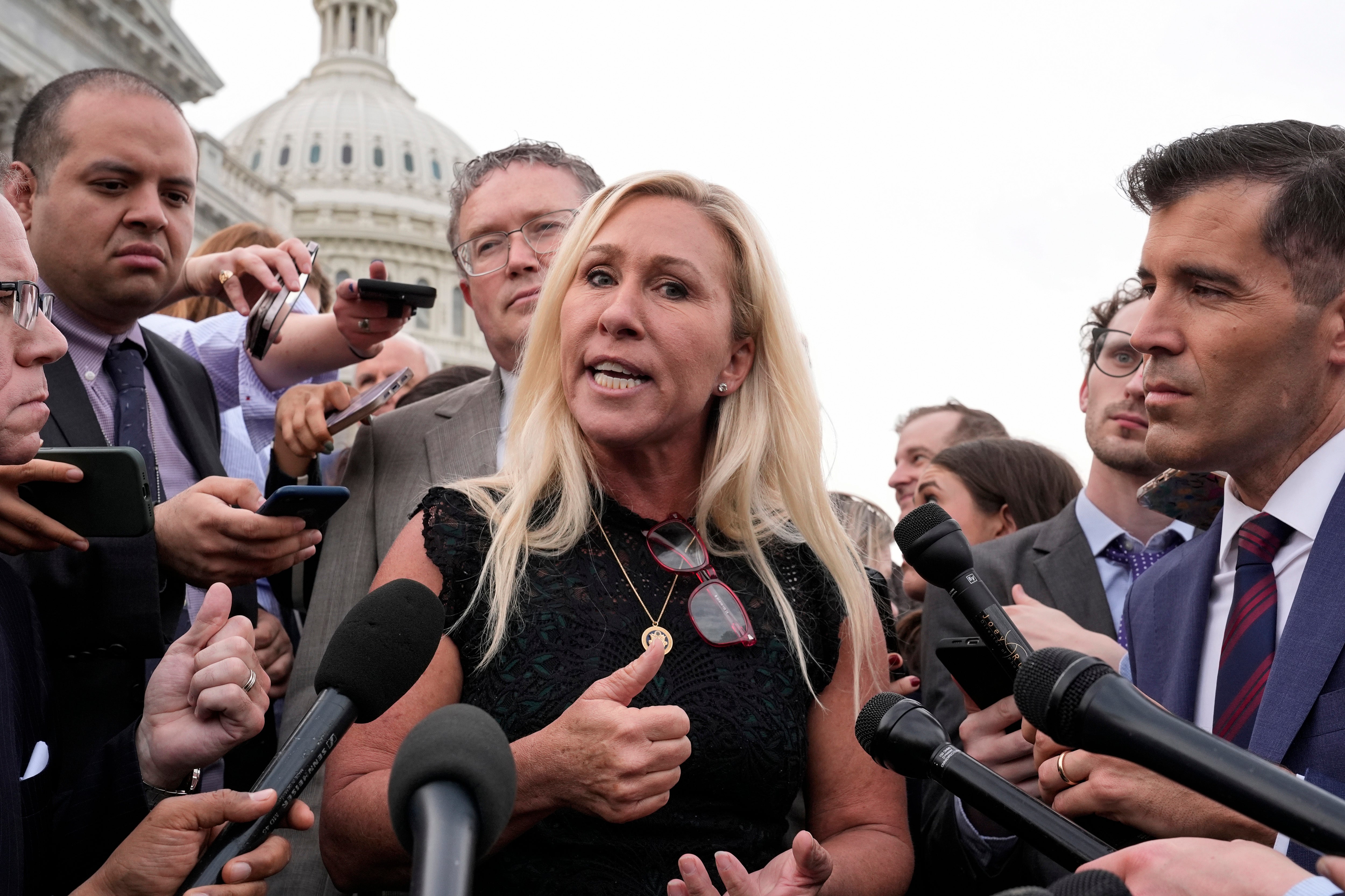 Rep. Marjorie Taylor Greene, R-Ga., will resign from Congress at the beginning of the year, making math harder for House Speaker Mike Johnson and President Donald Trump.