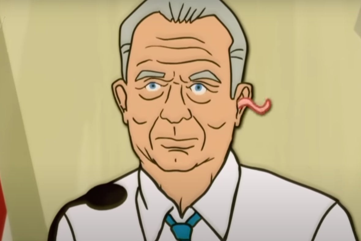 Independent presidential candidate Robert F Kennedy Jr depicted in cartoon form on The Late Show with Stephen Colbert