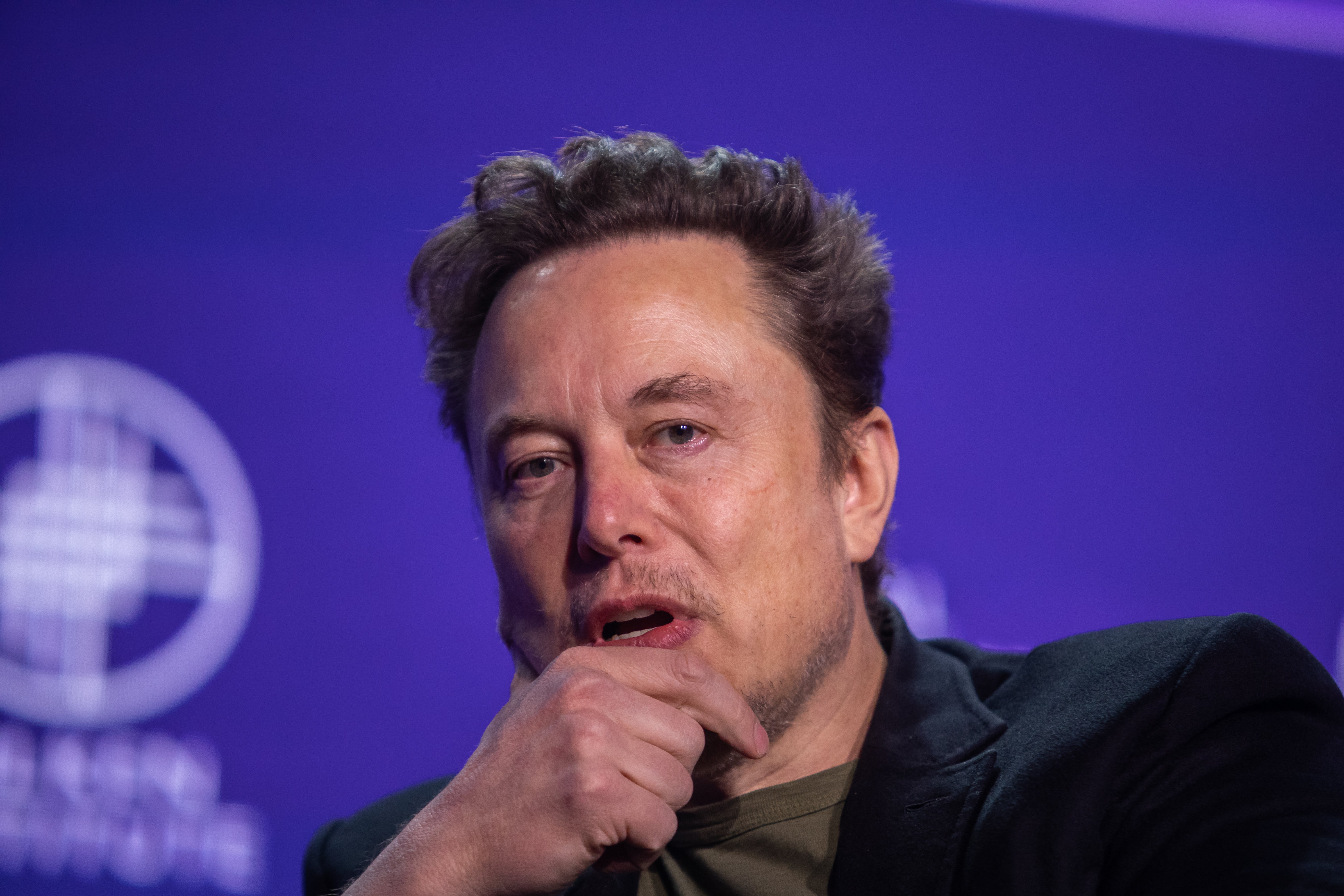 Elon Musk, co-founder of Tesla and SpaceX and owner of X Holdings Corp., speaks at the Milken Institute’s Global Conference at the Beverly Hilton Hotel,on May 6, 2024 in Beverly Hills, California