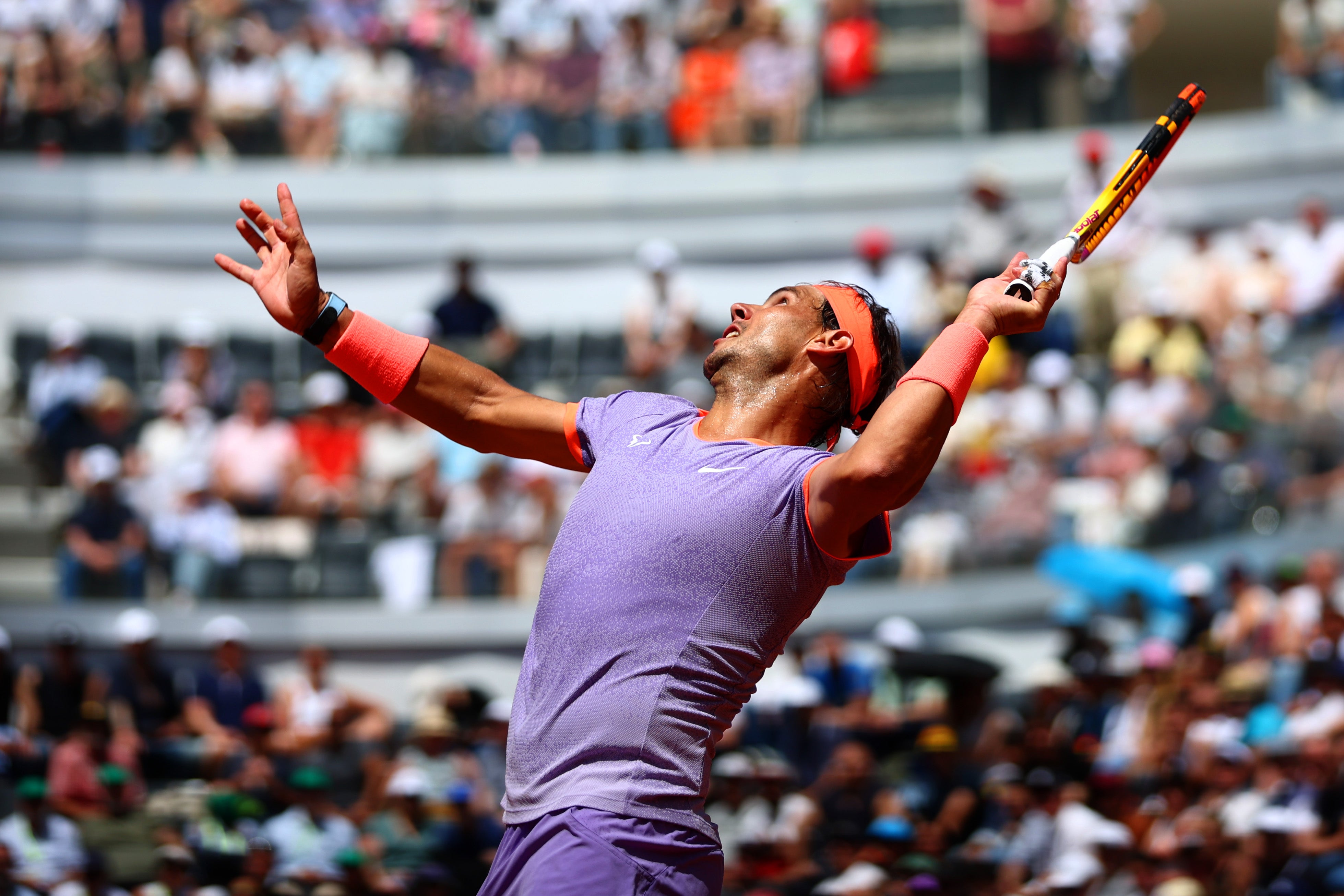 Rafael Nadal is in action at the Italian Open